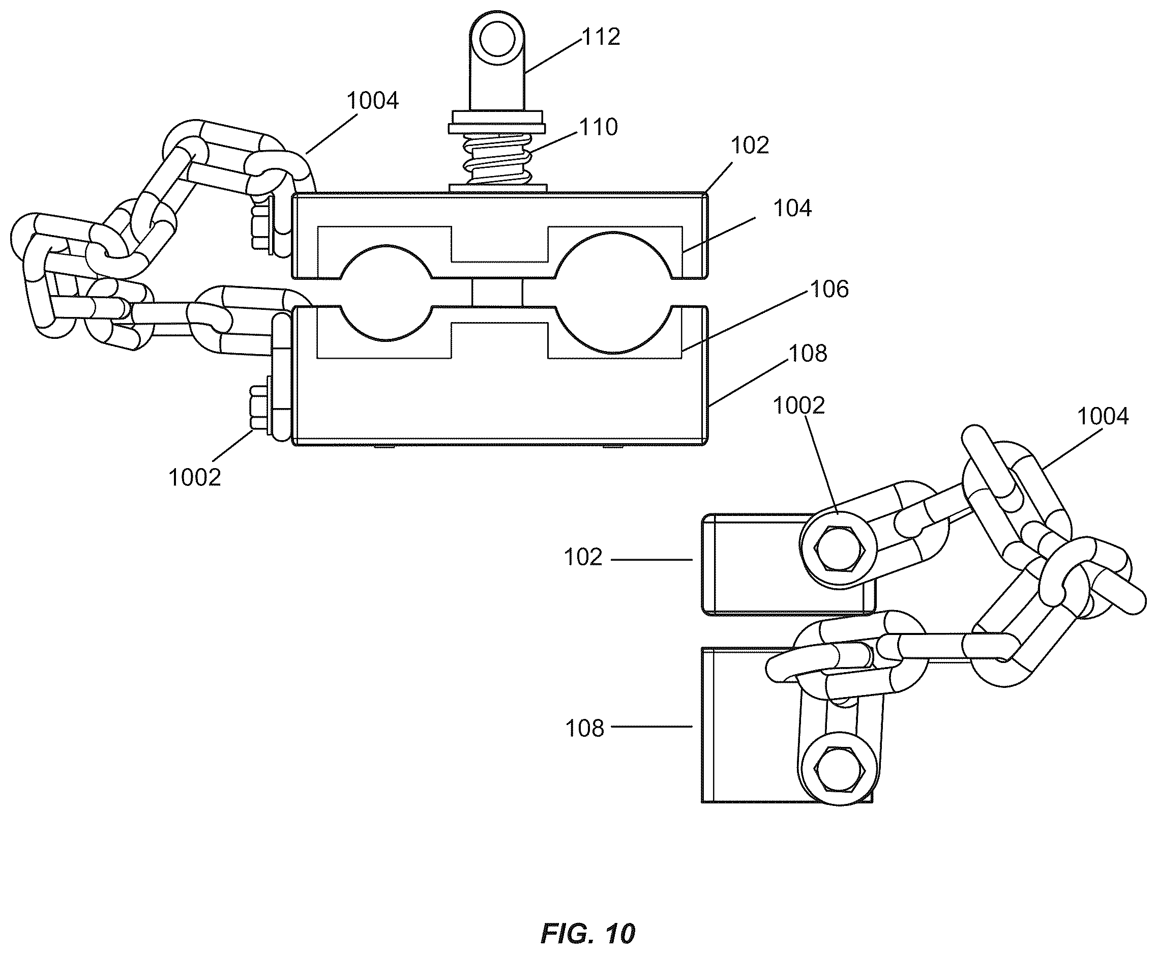 Patent US12612980 Figure 10 – Clamp assembly for drilling service lines