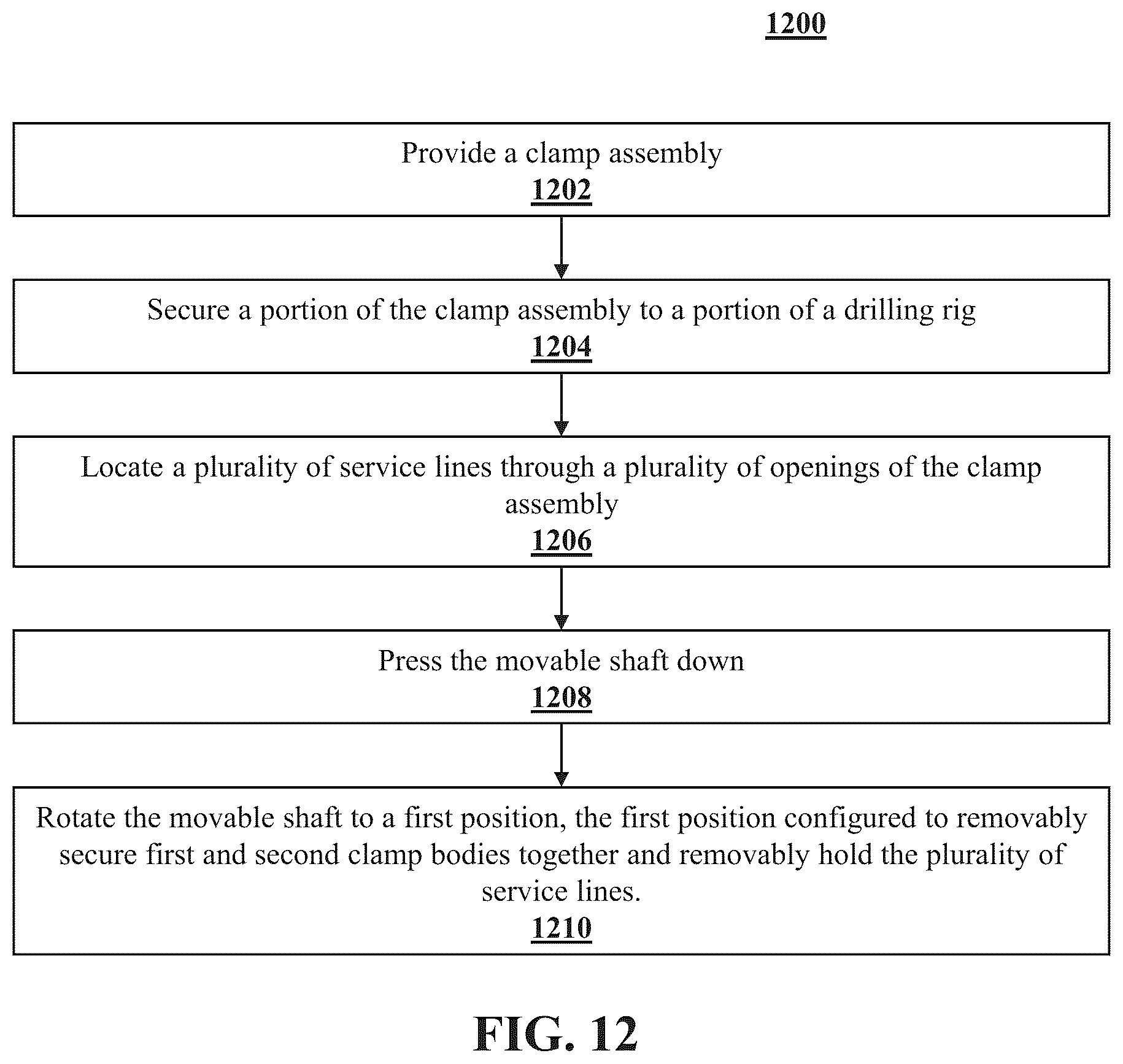 Patent US12612980 Figure 12 – Clamp assembly for drilling service lines