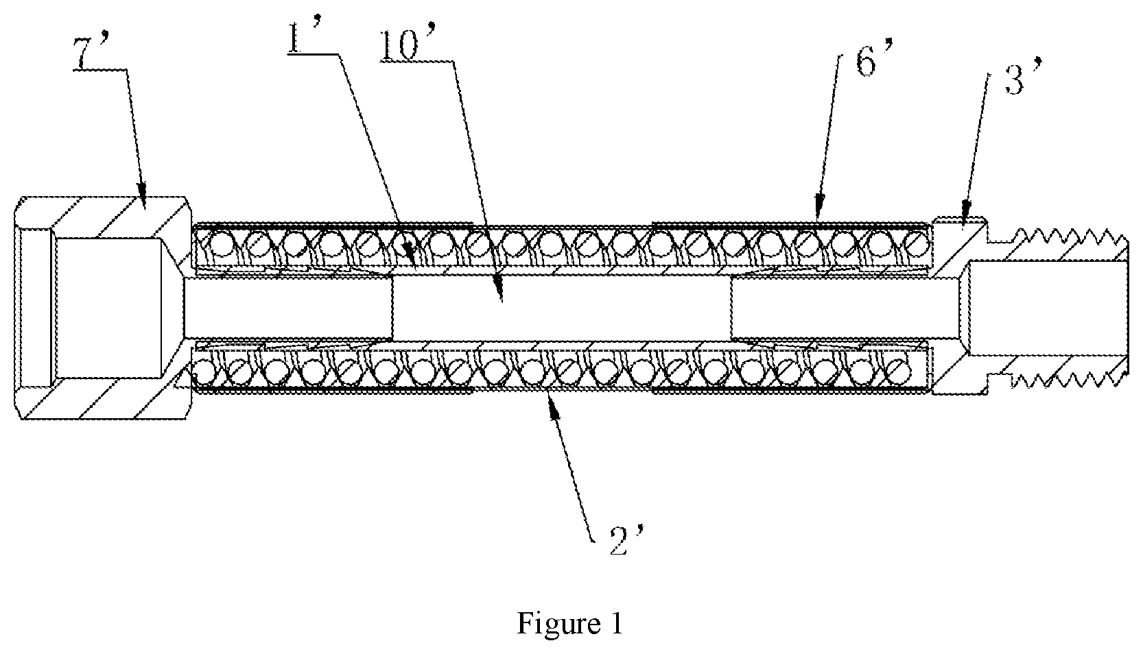 Patent US12612984 Figure 1 – Dust blowing gun extension pipe capable of being freely bent and shaped