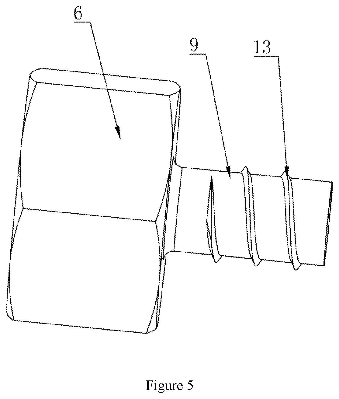 Patent US12612984 Figure 5 – Dust blowing gun extension pipe capable of being freely bent and shaped