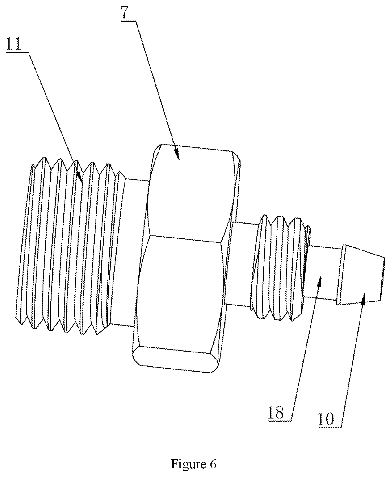 Patent US12612984 Figure 6 – Dust blowing gun extension pipe capable of being freely bent and shaped