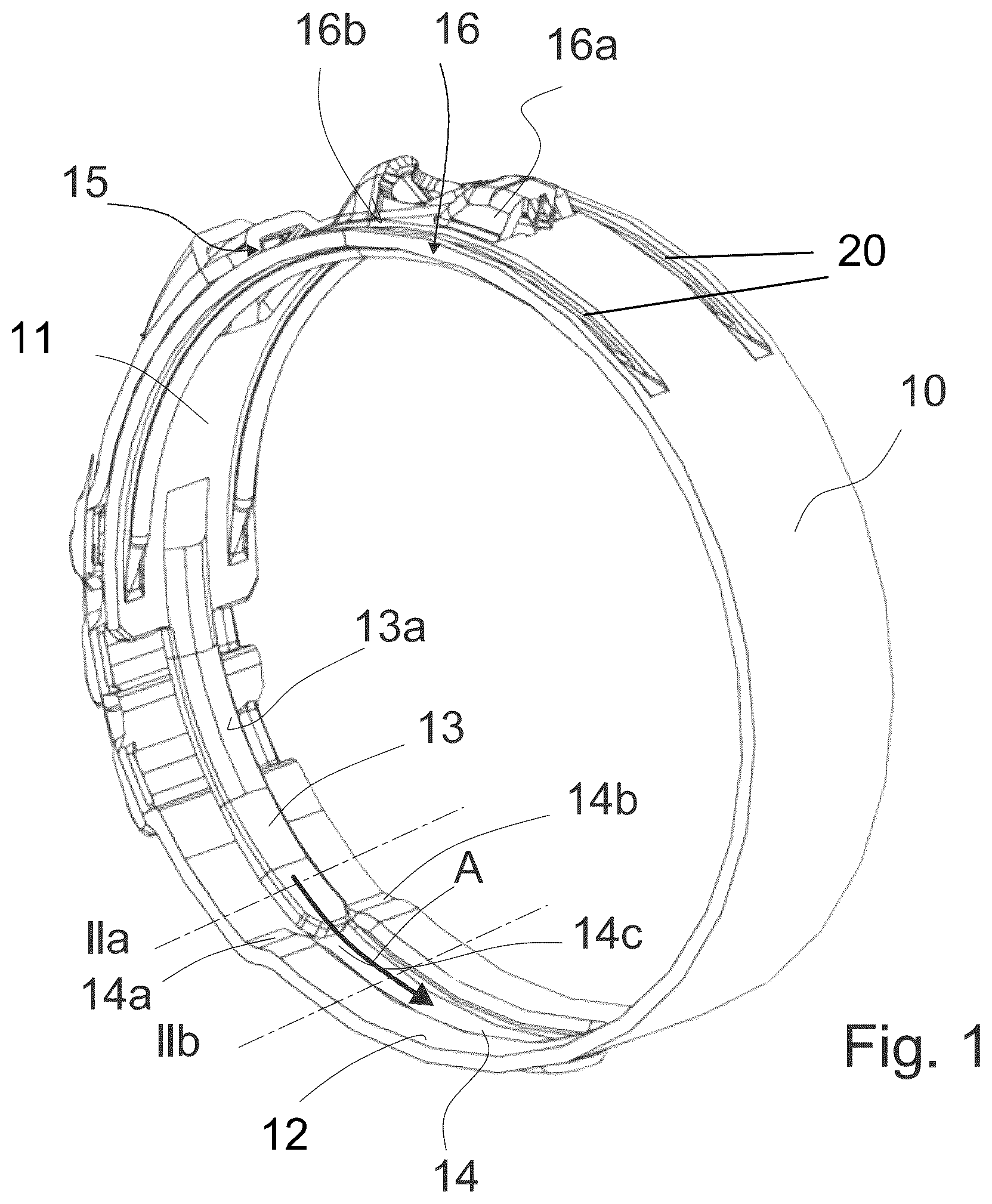 Patent US12612985 Figure 1 – Clamp with tongue having a non-flat transverse profile