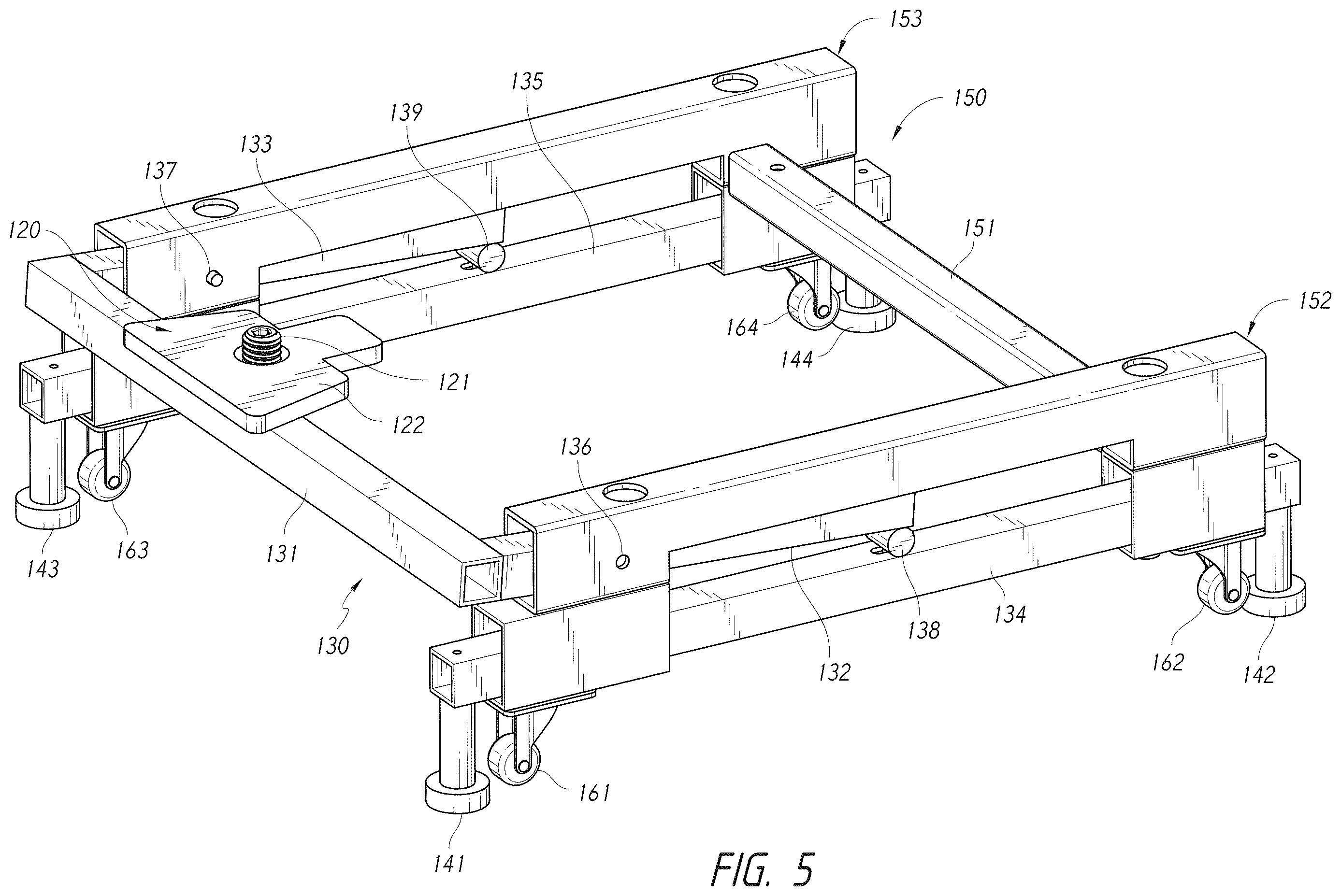 Patent US12612994 Figure 5 – Movable bases for shade structures