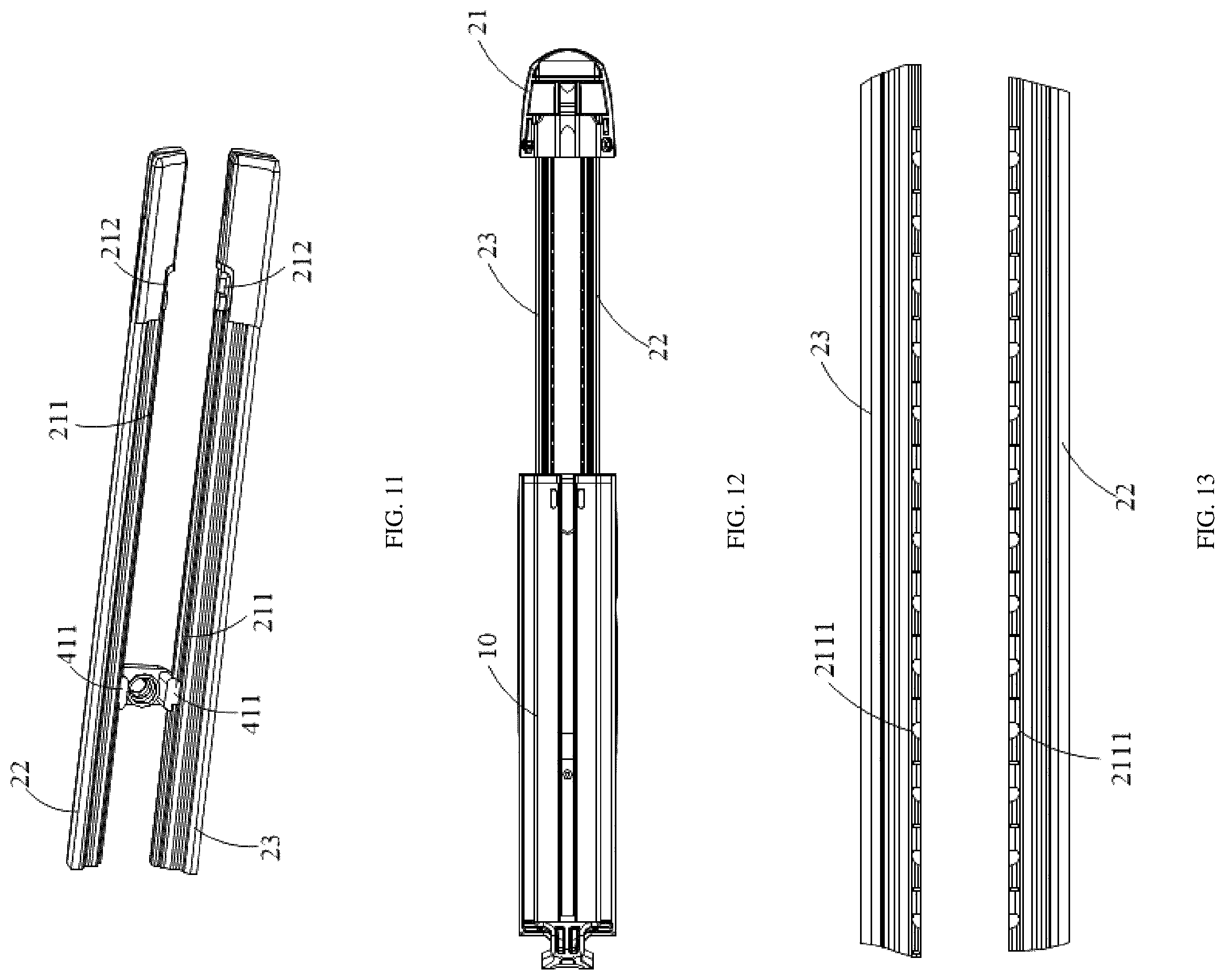 Patent US12612995 Figure 5 – Telescoping leg and support bracket