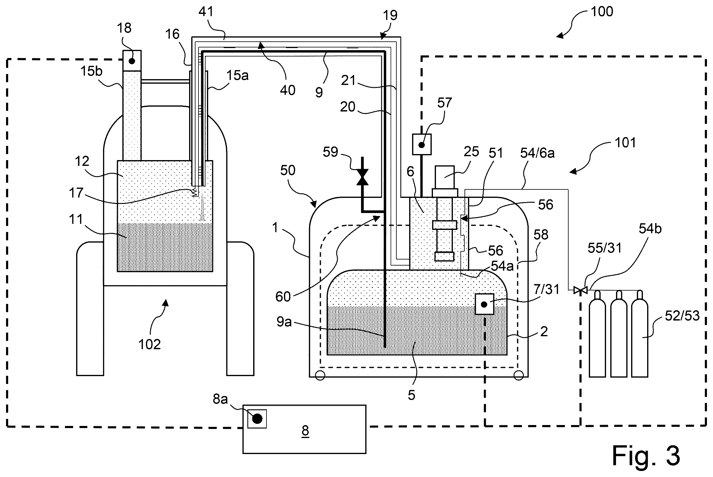 Patent US12613000 Figure 3 – Device and method for transferring liquid helium into an application cryostat