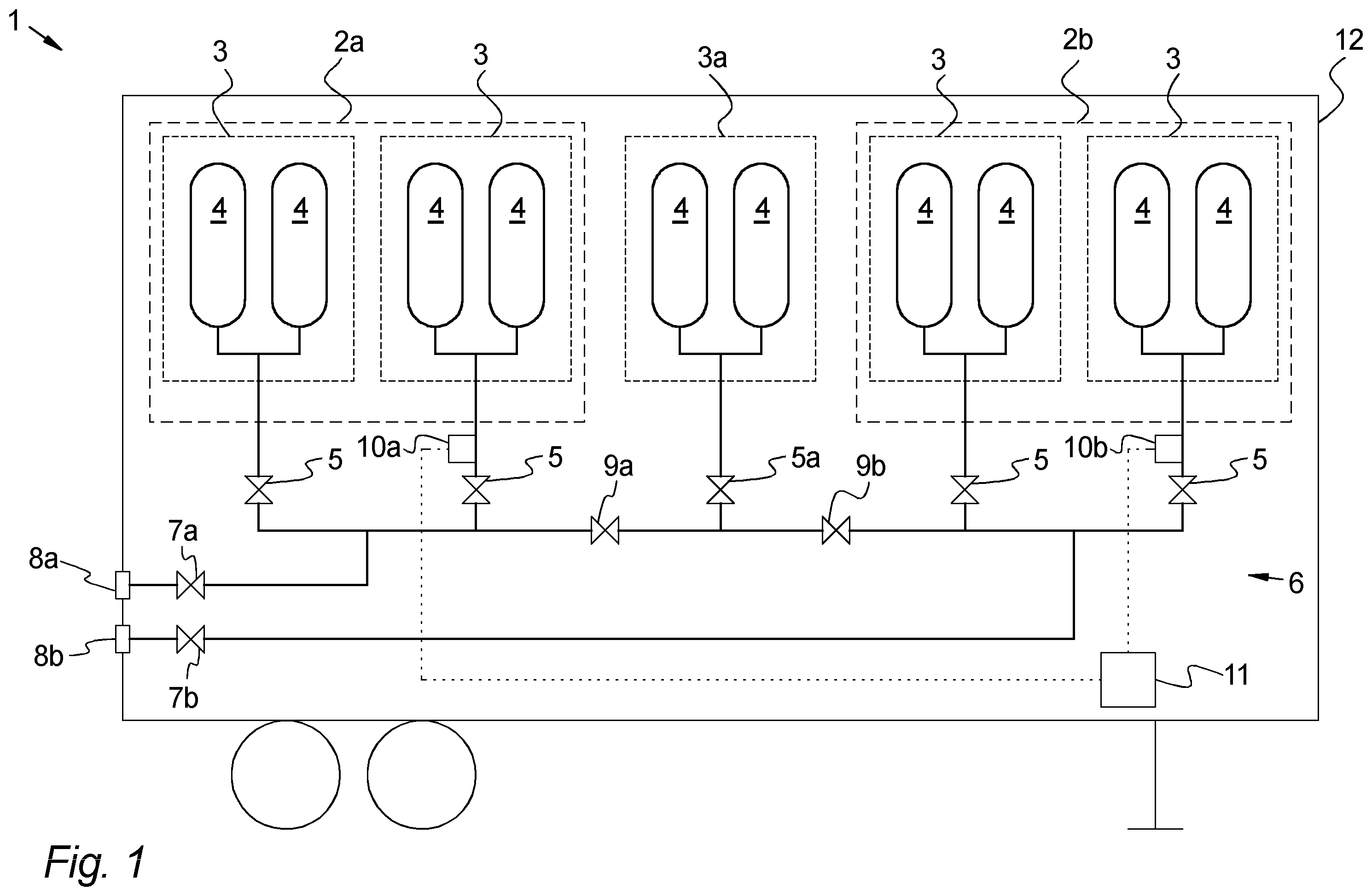 Patent US12613001 Figure 1 – MEGC trailer