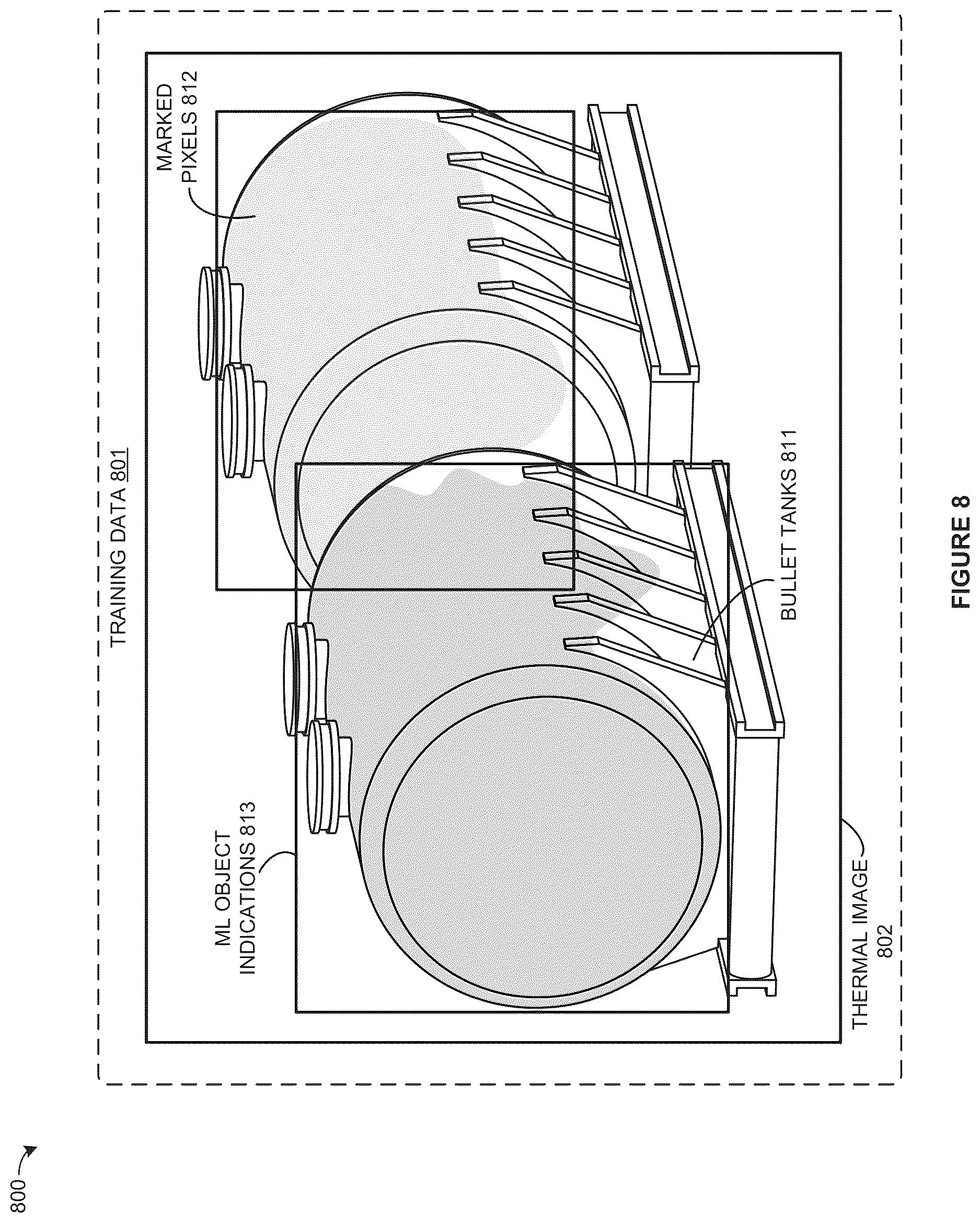 Patent US12613008 Figure 8 – Machine learning system for storage vessel fill level detection
