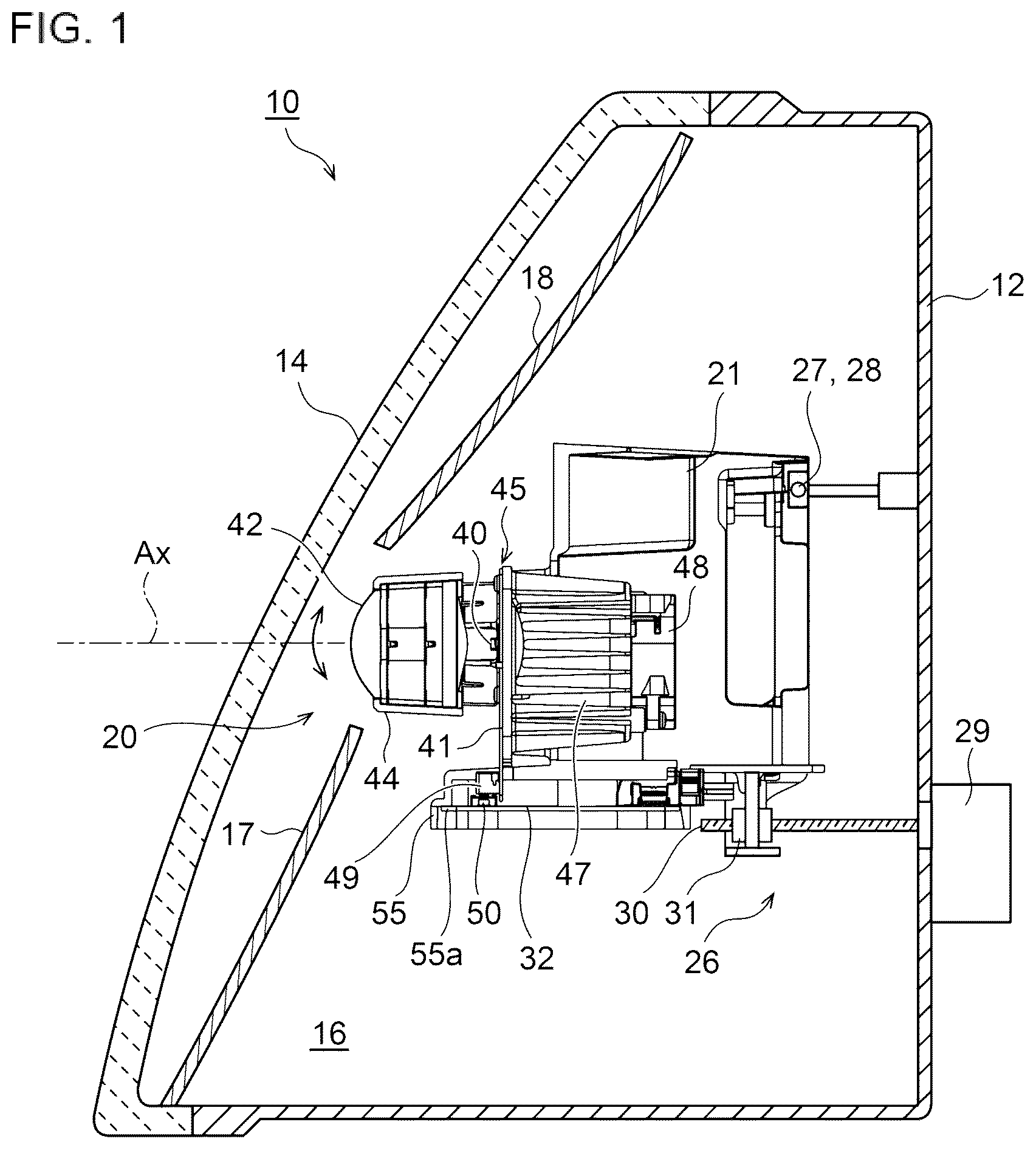 Patent US12613019 Figure 1 – Vehicle lamp