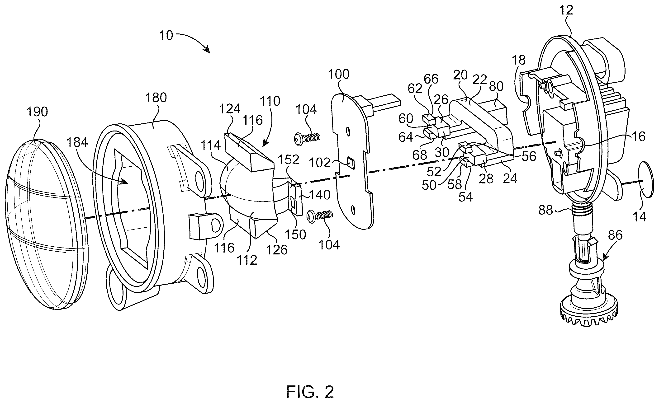 Patent US12613021 Figure 2 – Fog lamp with adjustable cut-off line