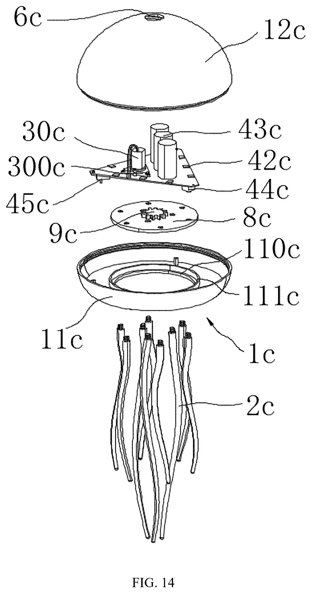 Patent US12613024 Figure 14 – Tentacle animal bionic lamp