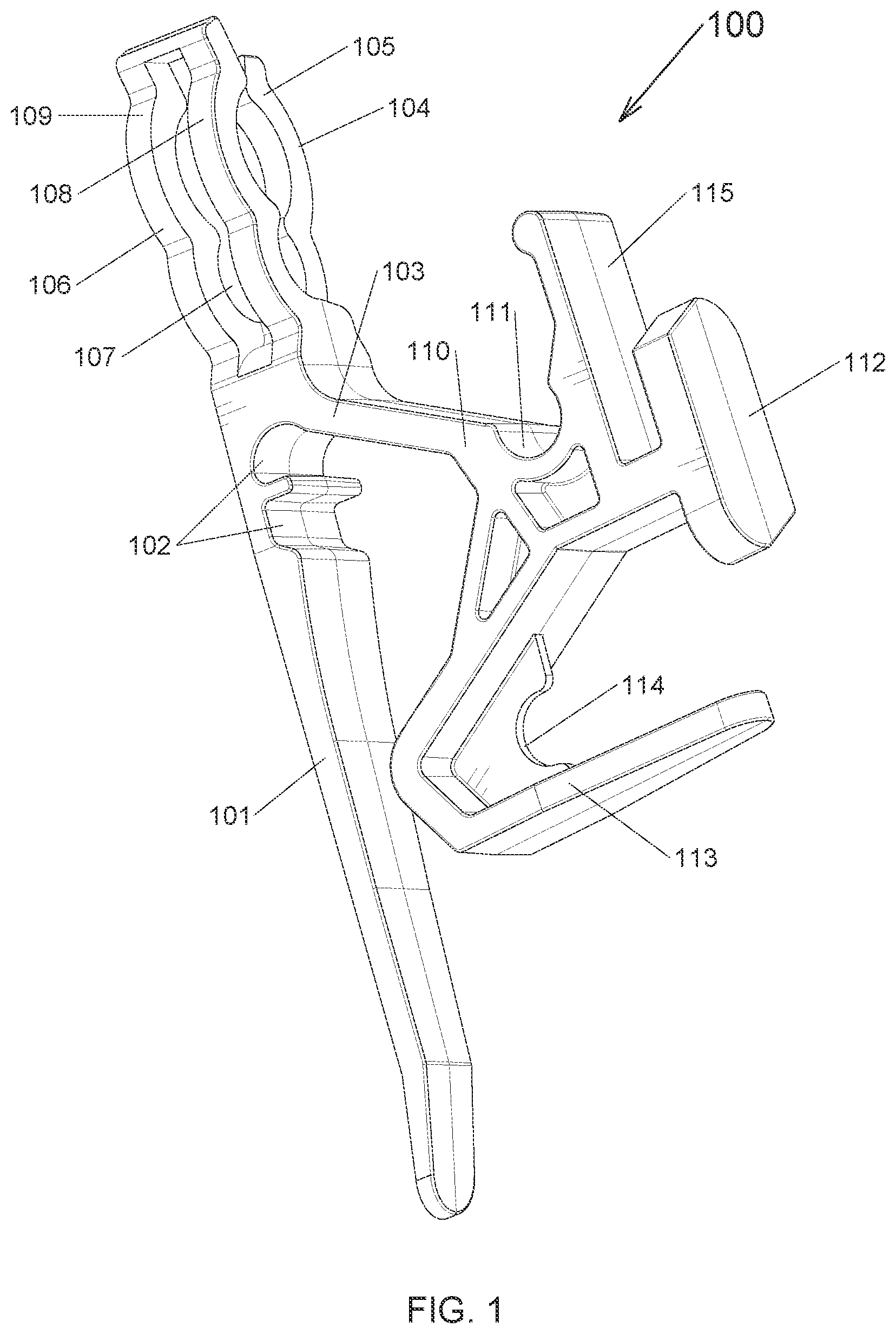Patent US12613026 Figure 1 – System and method for hanging decorative elements at an elevated height