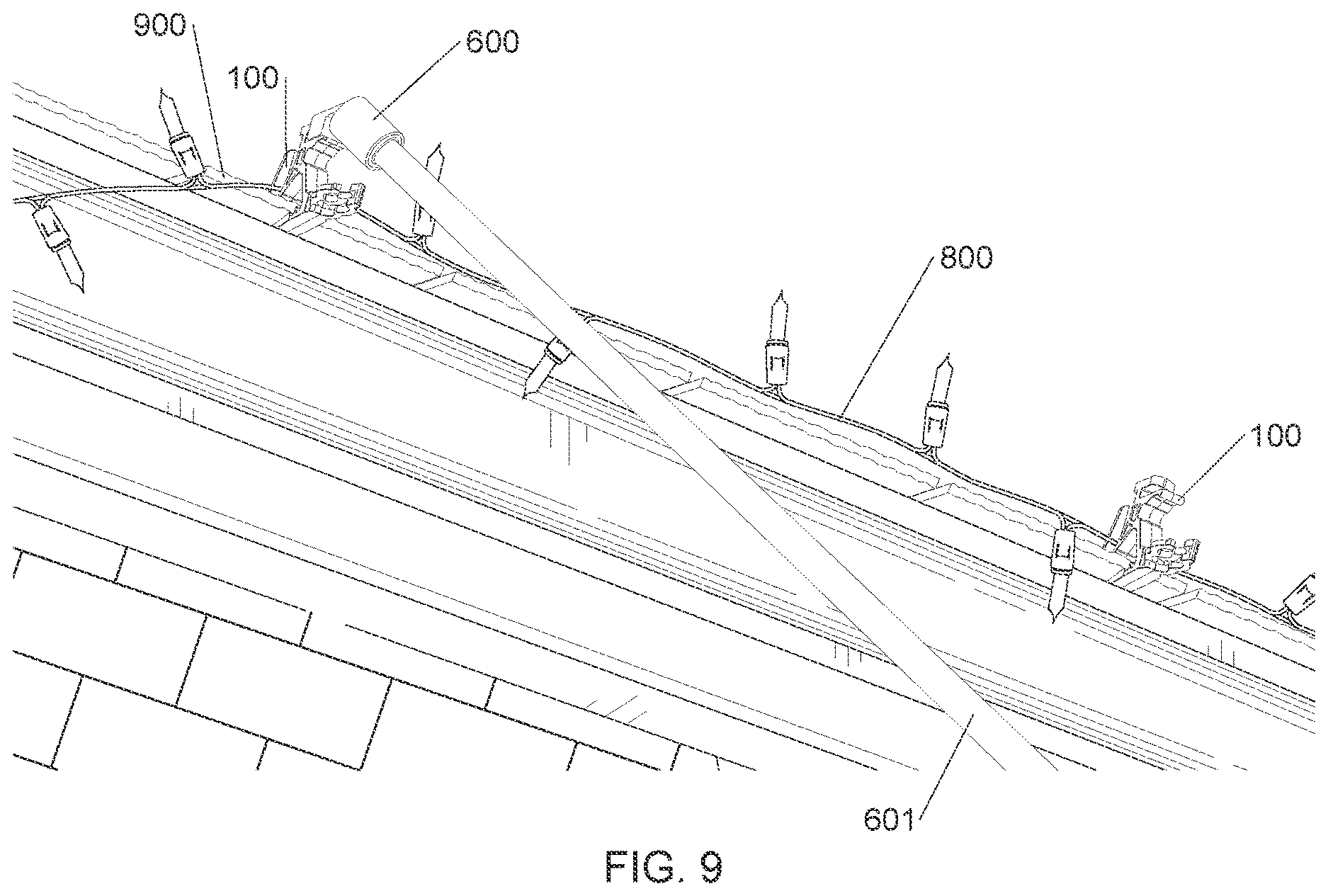 Patent US12613026 Figure 9 – System and method for hanging decorative elements at an elevated height