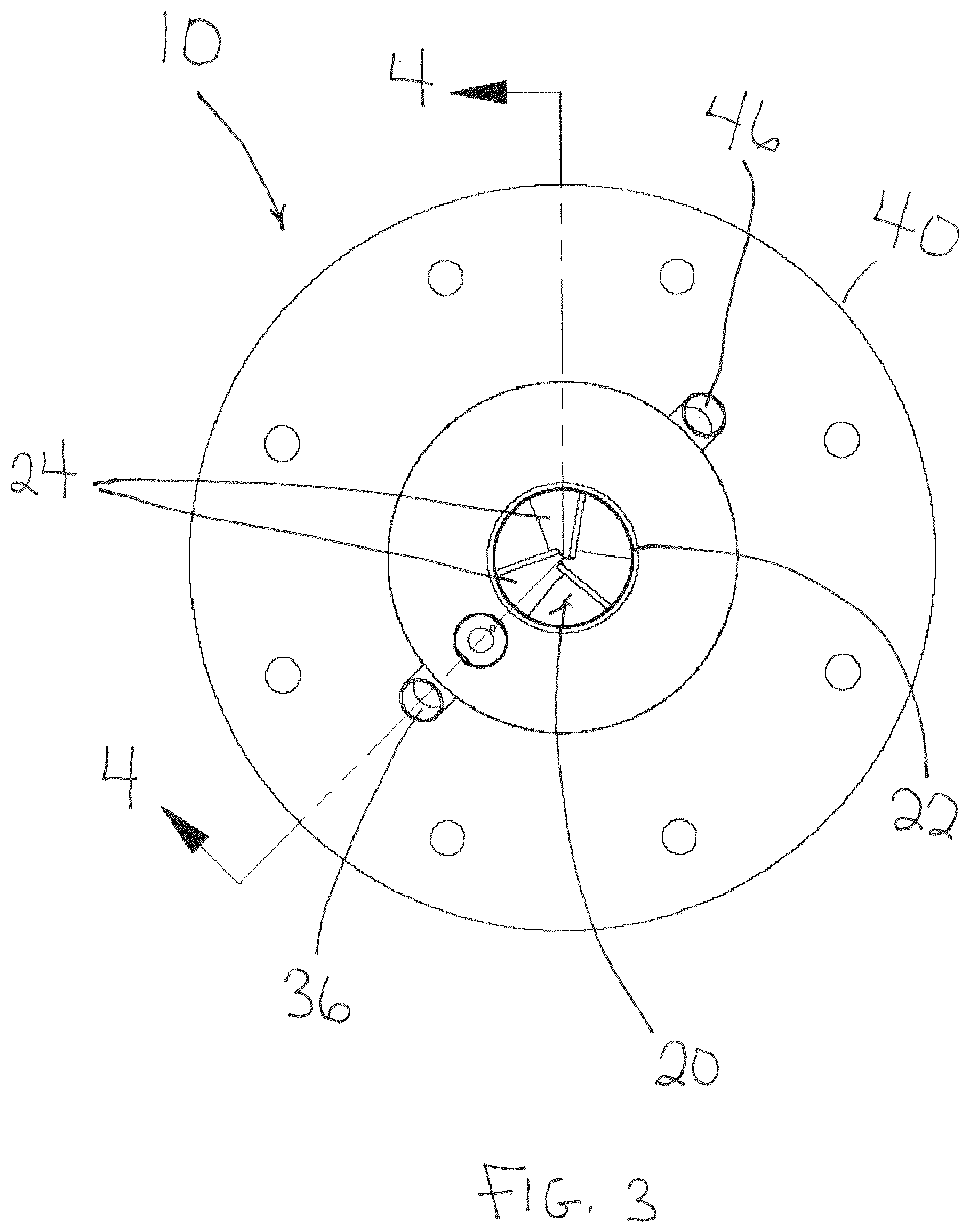 Patent US12613030 Figure 3 – Combustion burner with fixed vanes