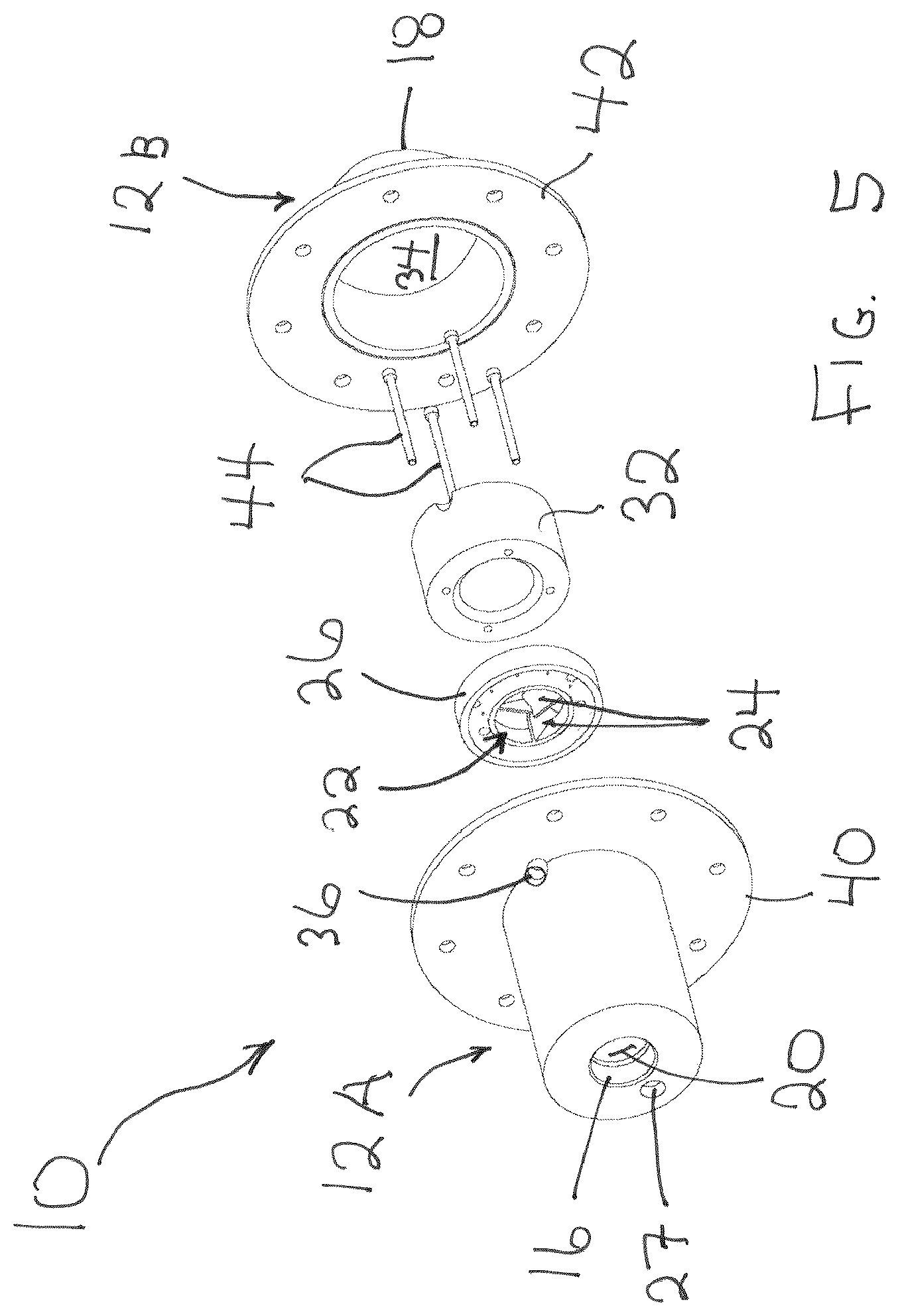 Patent US12613030 Figure 6 – Combustion burner with fixed vanes