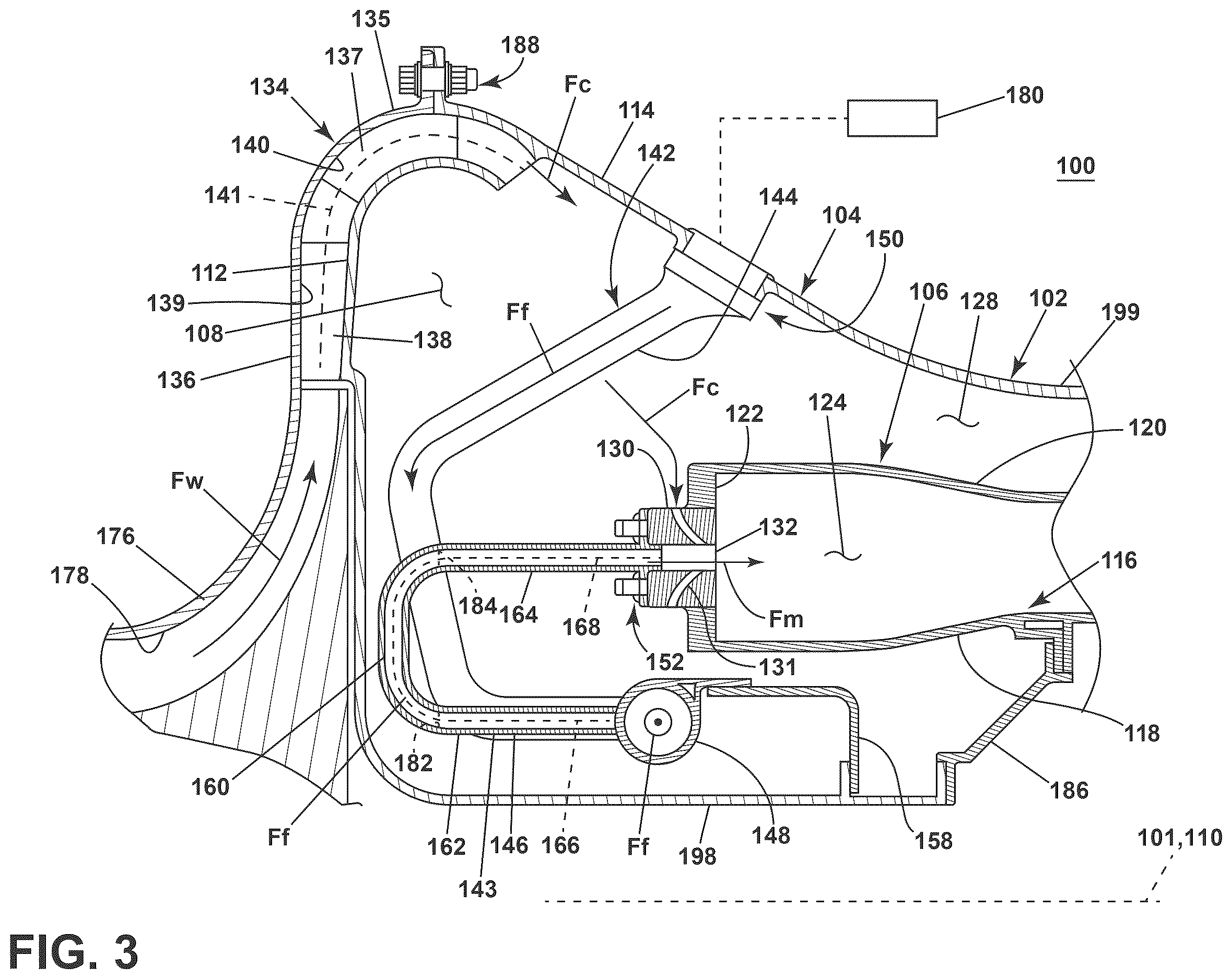 Patent US12613035 Figure 3 – Combustion section for a turbine engine