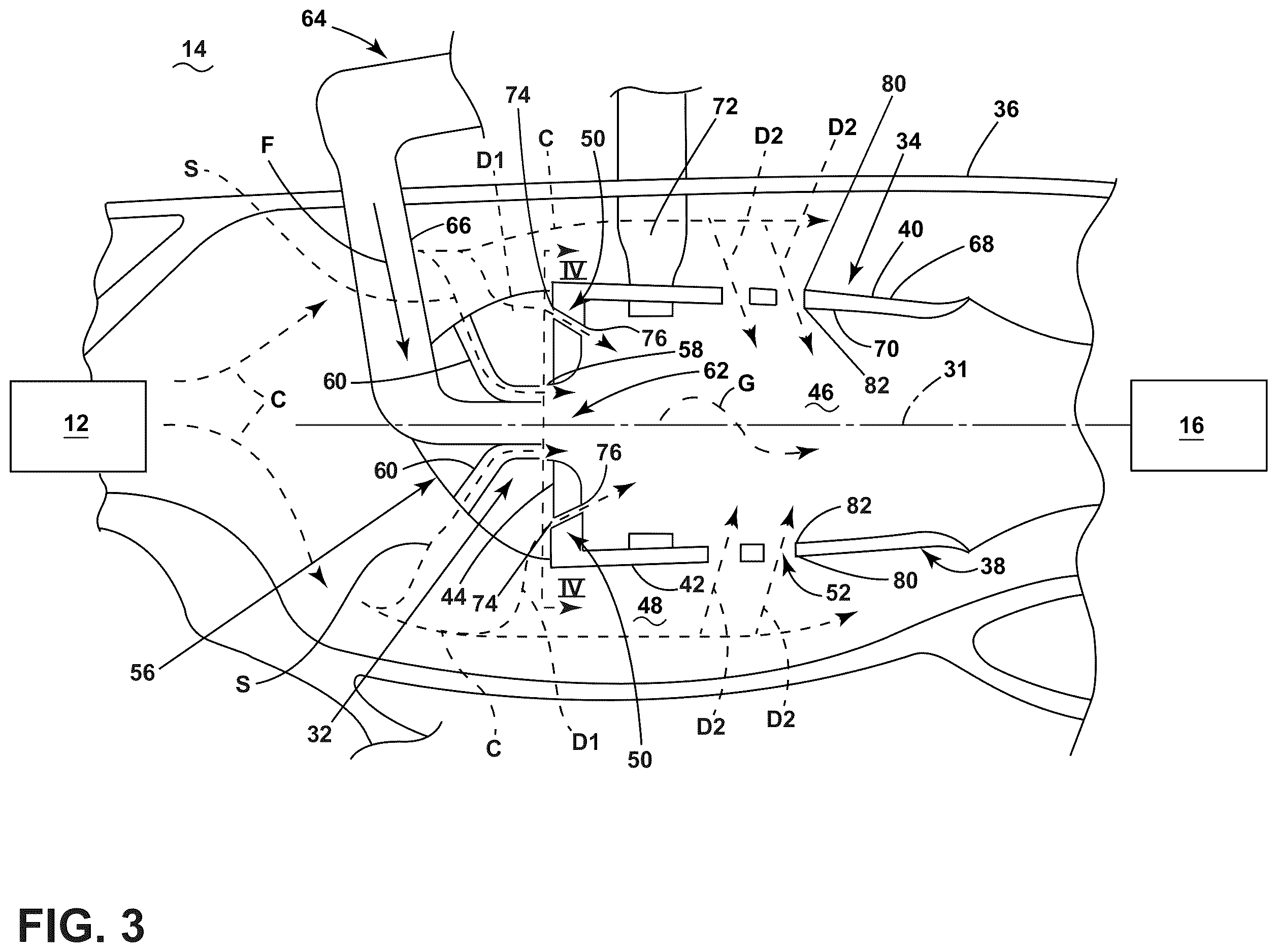 Patent US12613036 Figure 3 – Turbine engine having a combustion section with a fuel nozzle