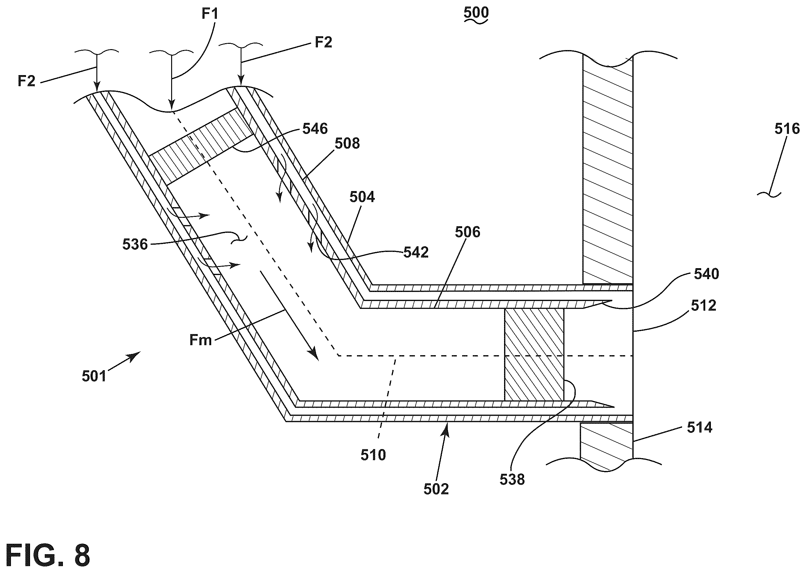 Patent US12613036 Figure 8 – Turbine engine having a combustion section with a fuel nozzle