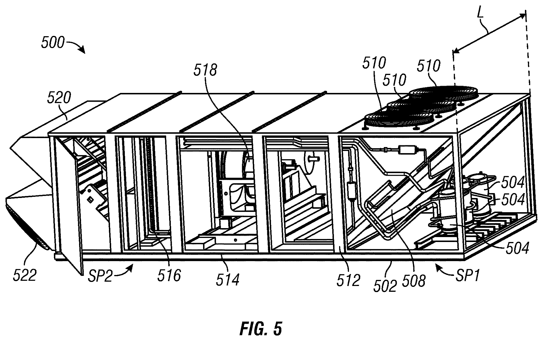 Patent US12613040 Figure 4 – Multiple fan HVAC system with optimized fan location