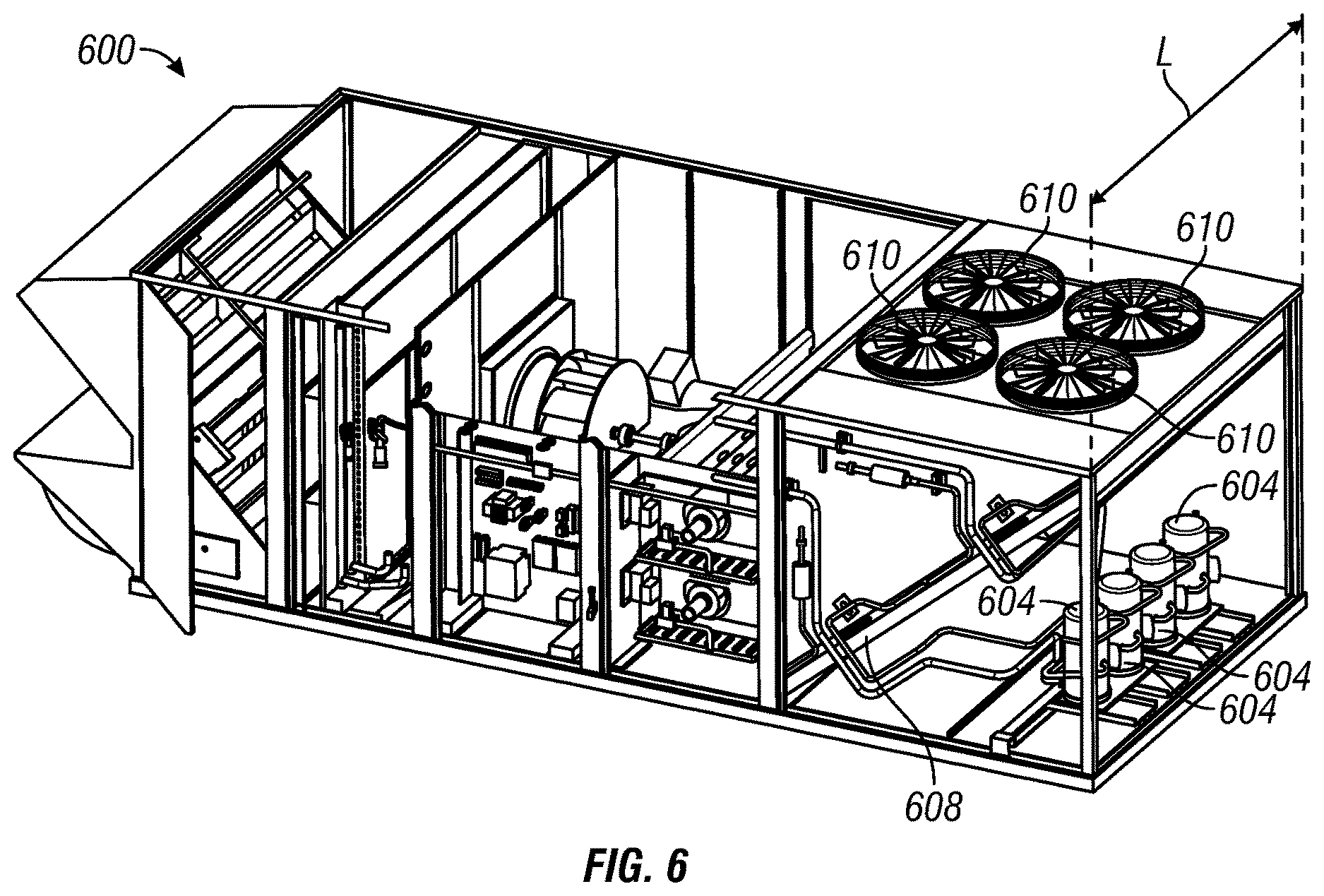 Patent US12613040 Figure 5 – Multiple fan HVAC system with optimized fan location
