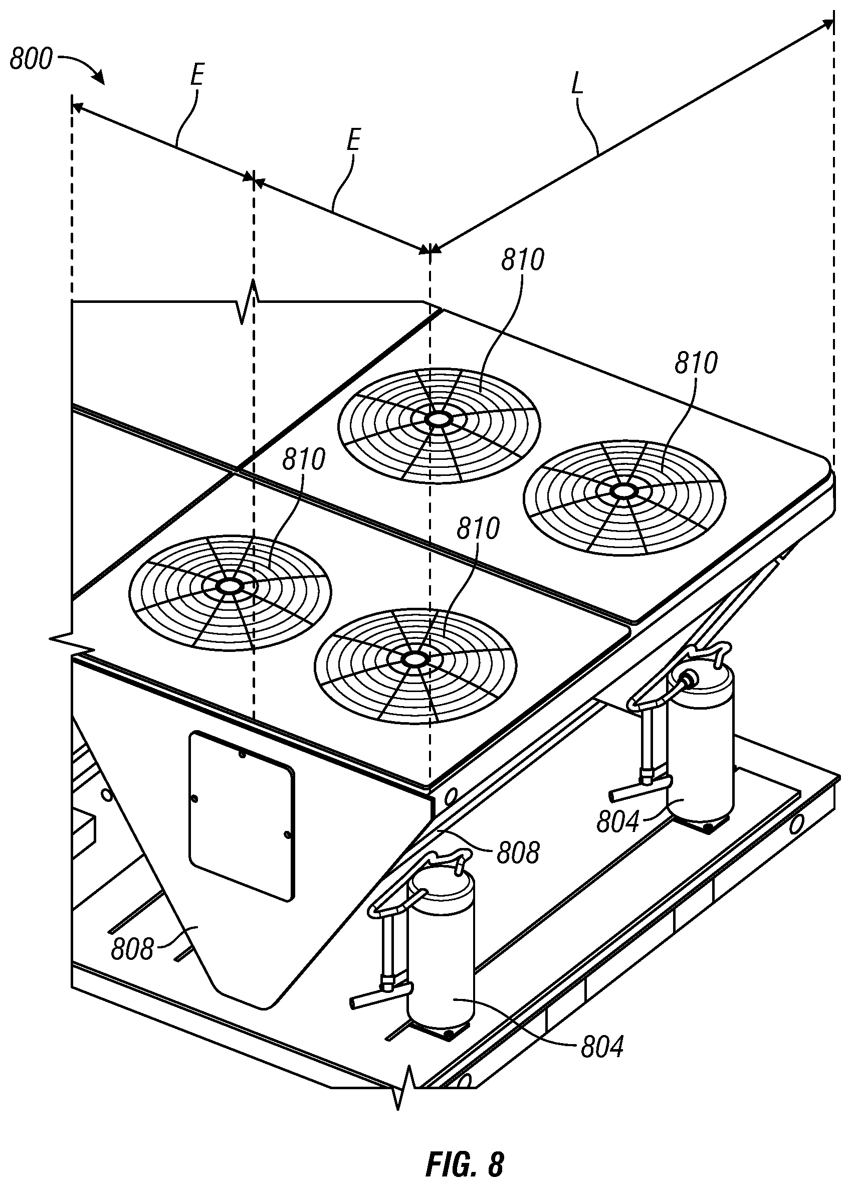Patent US12613040 Figure 7 – Multiple fan HVAC system with optimized fan location