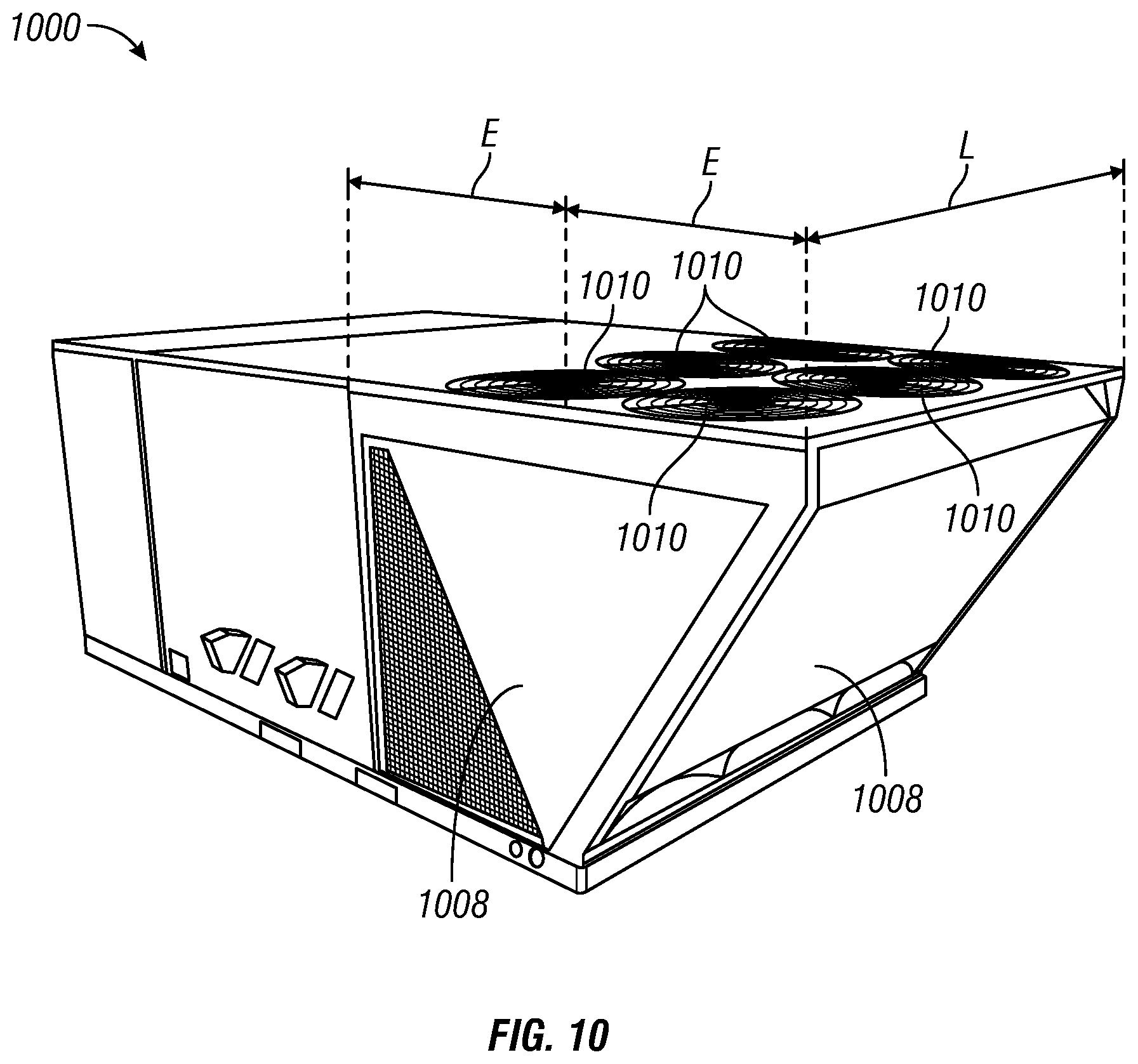 Patent US12613040 Figure 9 – Multiple fan HVAC system with optimized fan location