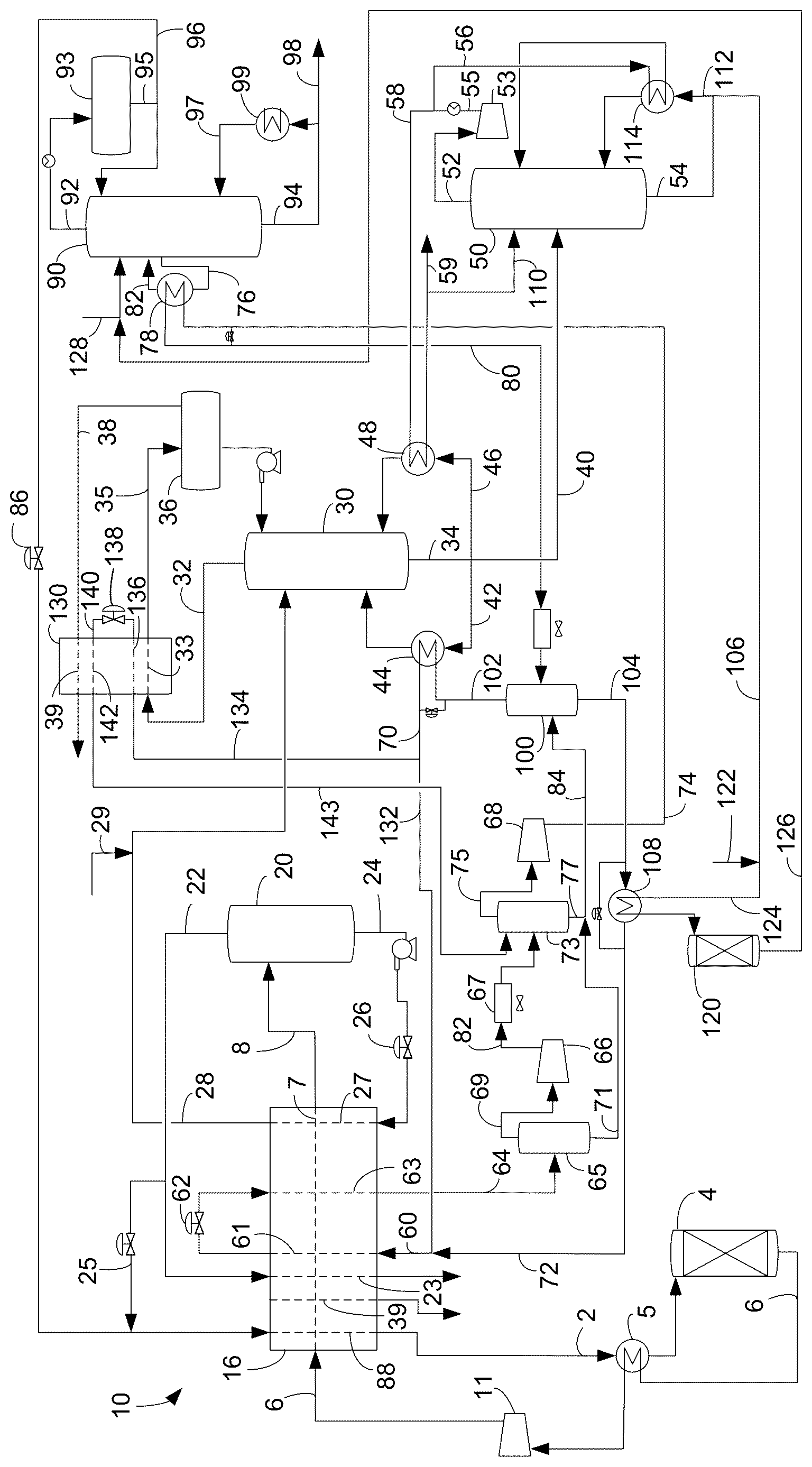 Patent US12613065 Figure 1 – Ethane separation with overhead cryogenic heat exchanger