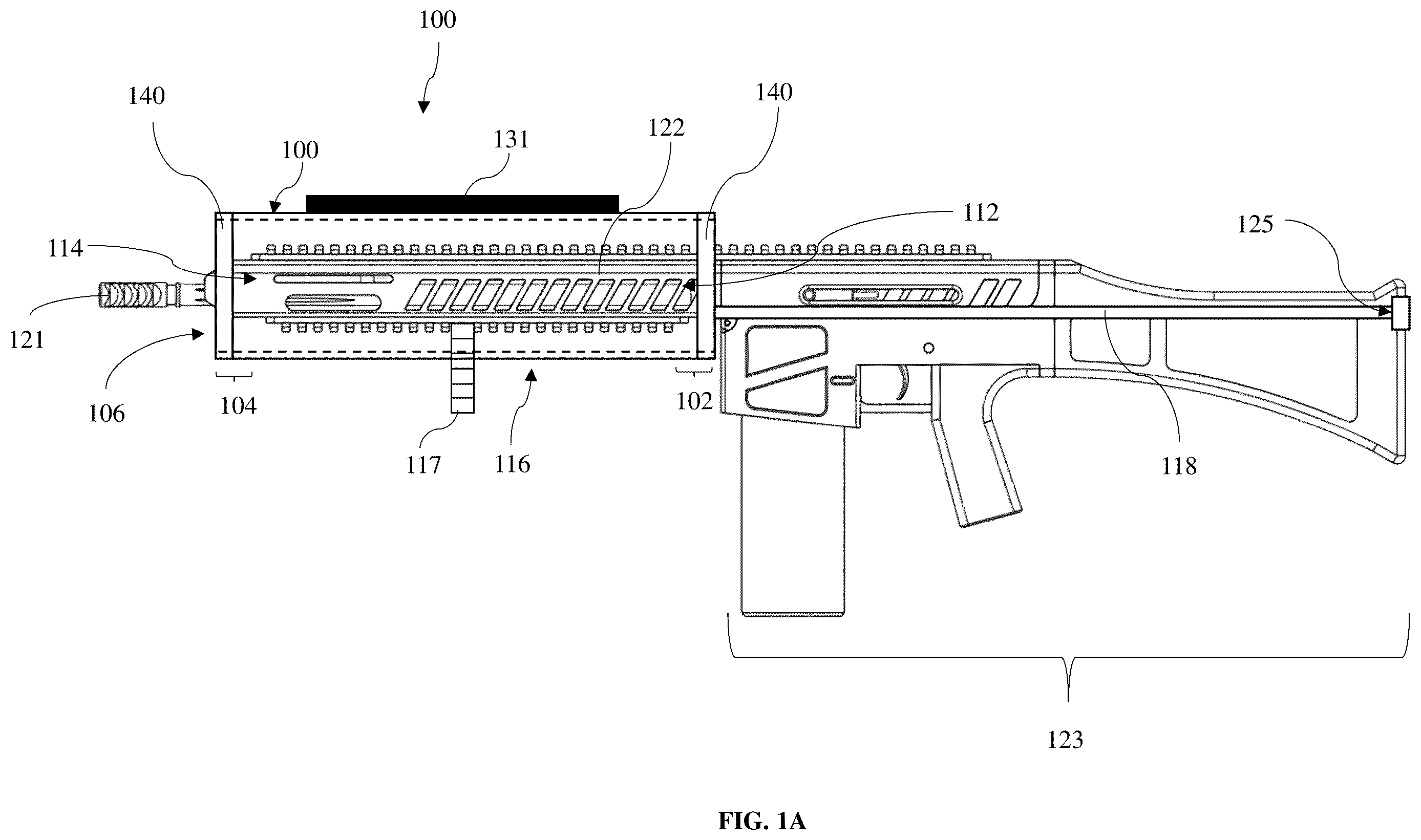 Patent US12613073 Figure 1 – Apparatus, methods, and system for retarding heat dissipating from the barrel of a firearm