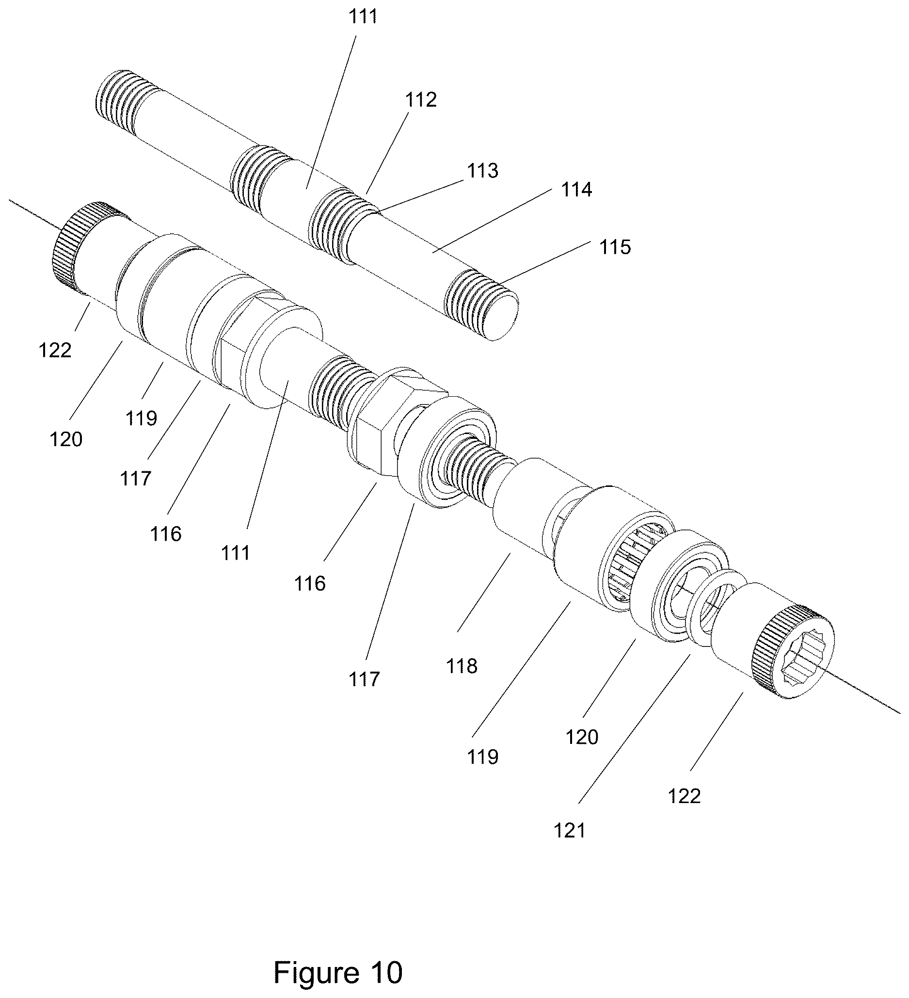 Patent US12613074 Figure 10 – Archery bow with axial tensile springs and slope-based CAMS