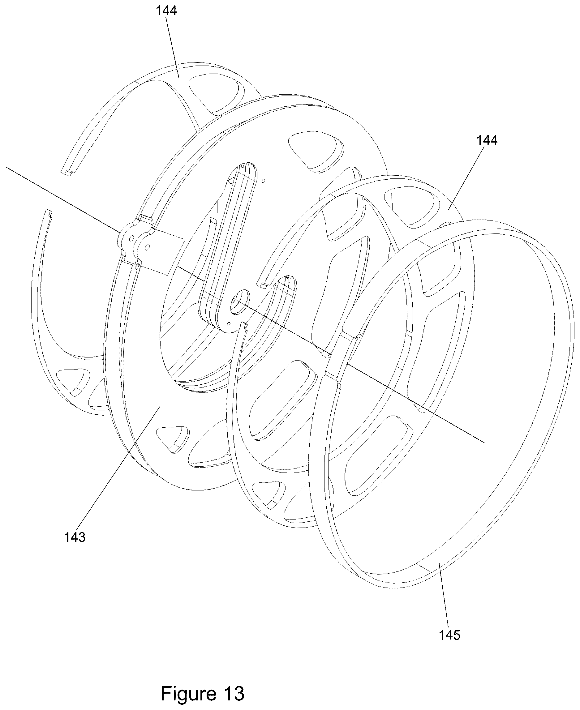 Patent US12613074 Figure 13 – Archery bow with axial tensile springs and slope-based CAMS