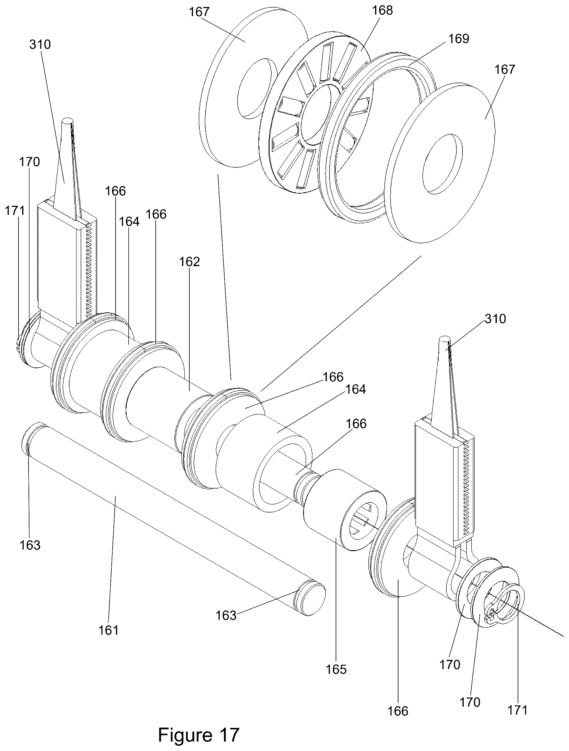 Patent US12613074 Figure 17 – Archery bow with axial tensile springs and slope-based CAMS
