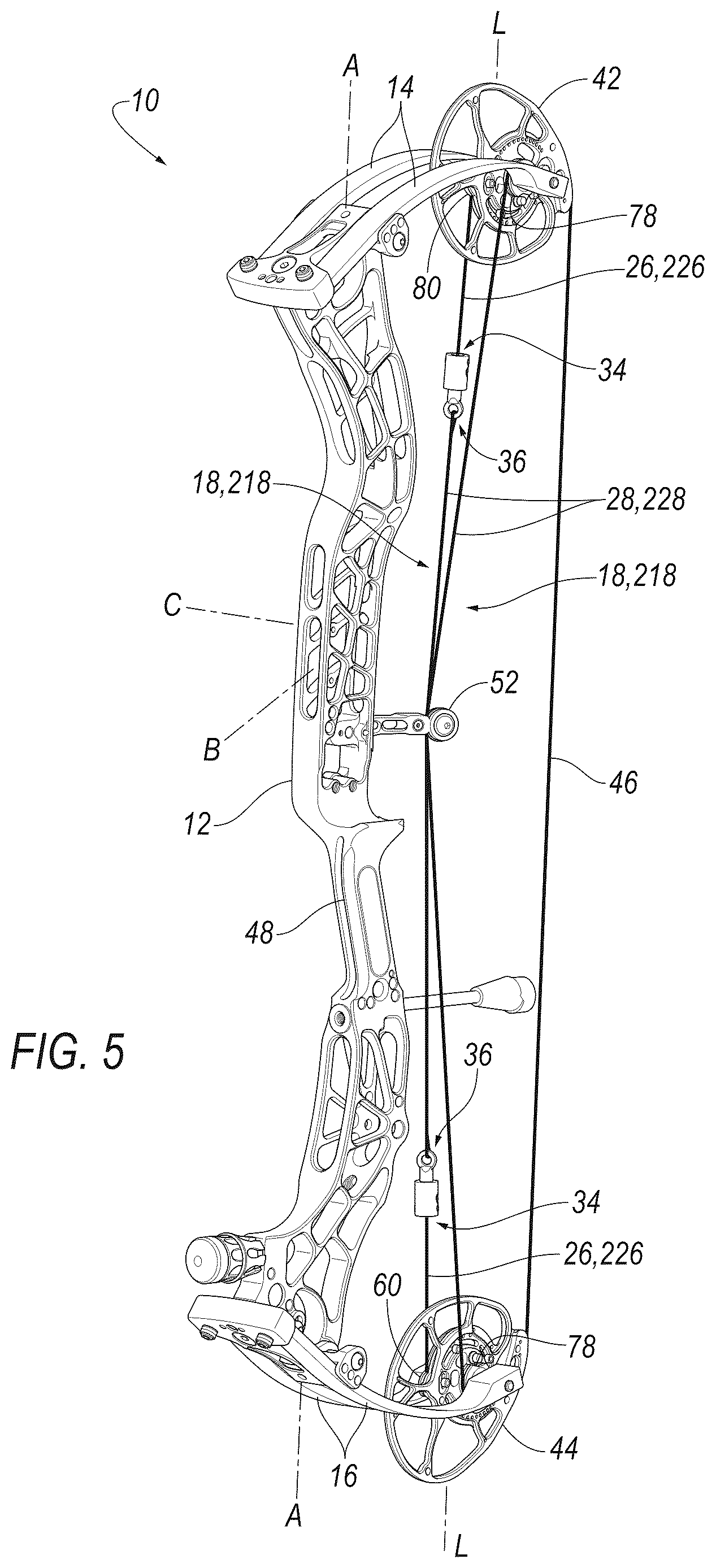 Patent US12613075 Figure 5 – Cable adjustment assembly for compound bow
