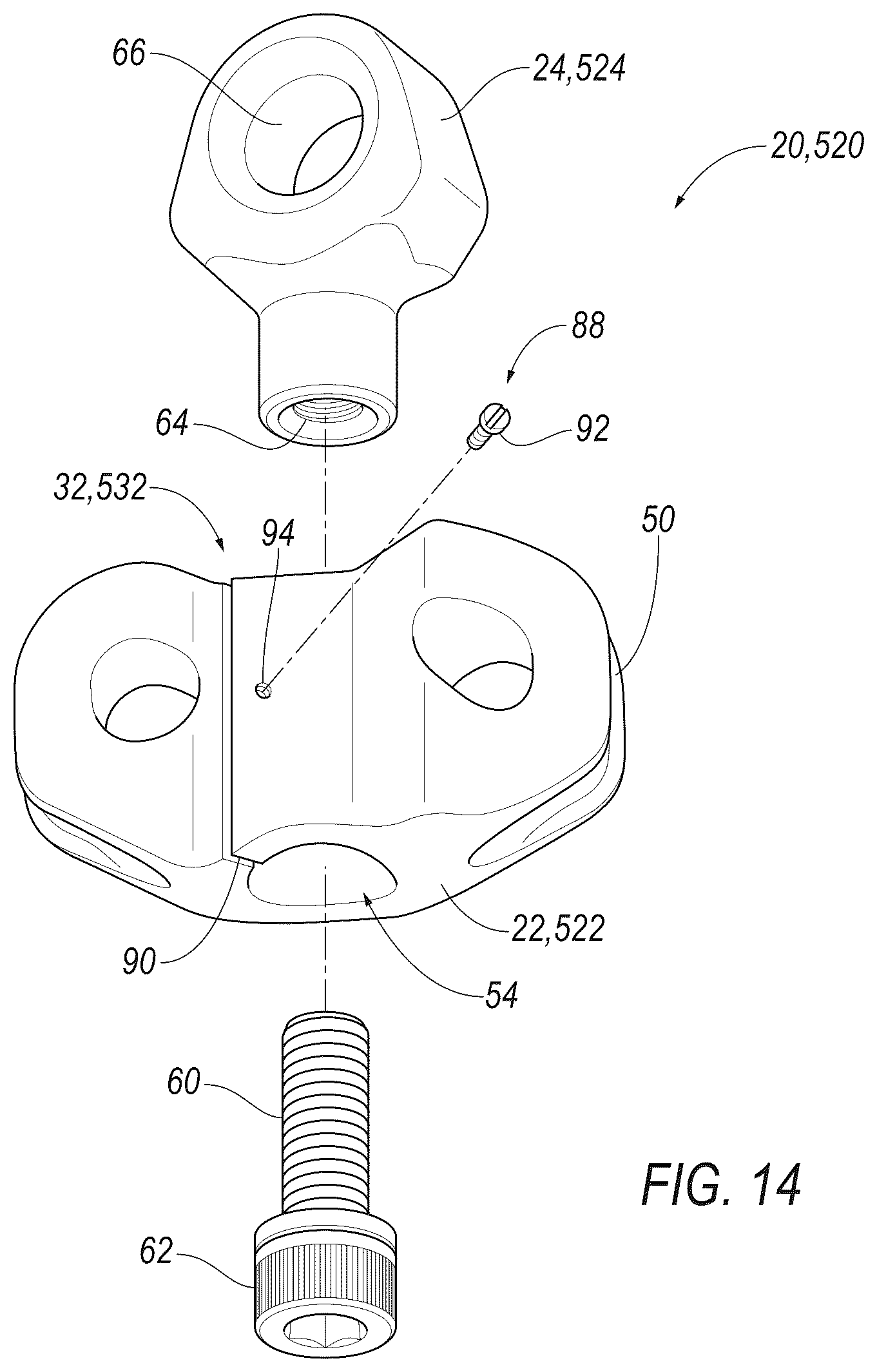 Patent US12613075 Figure 14 – Cable adjustment assembly for compound bow