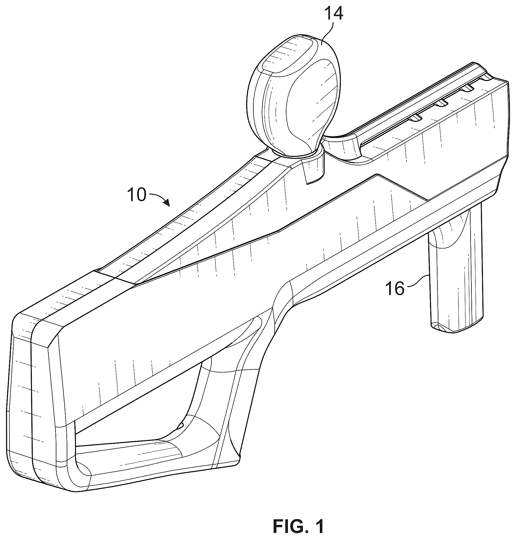 Patent US12613076 Figure 1 – Pneumatic launching apparatus employing barrel cam driving pathways and methods