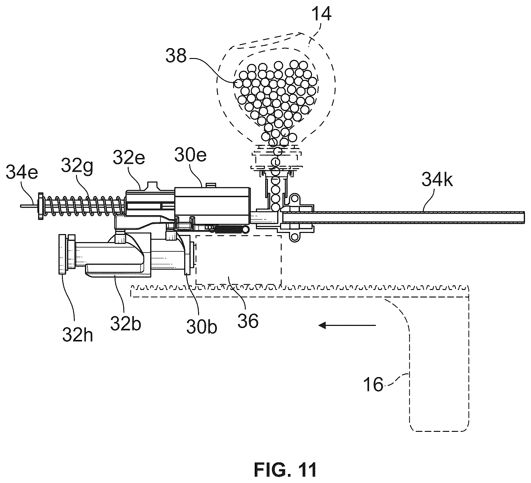Patent US12613076 Figure 11 – Pneumatic launching apparatus employing barrel cam driving pathways and methods