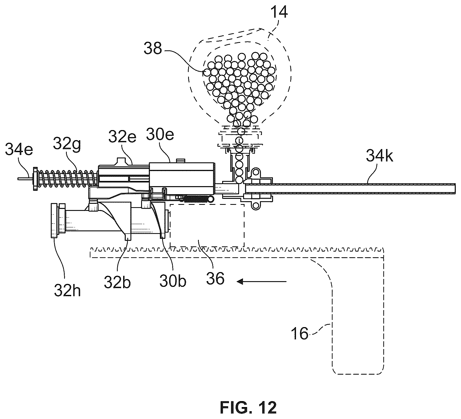 Patent US12613076 Figure 12 – Pneumatic launching apparatus employing barrel cam driving pathways and methods