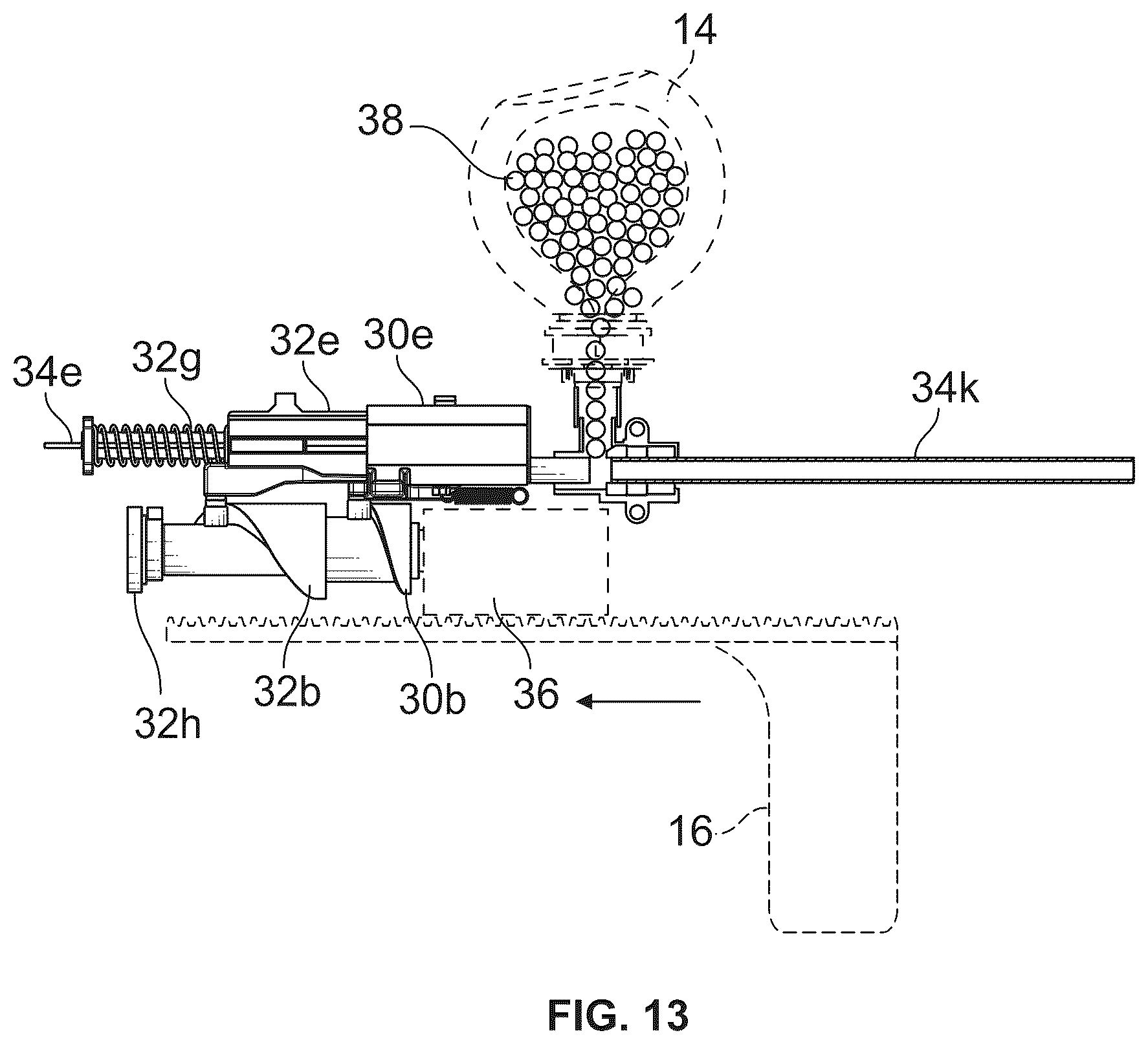 Patent US12613076 Figure 13 – Pneumatic launching apparatus employing barrel cam driving pathways and methods
