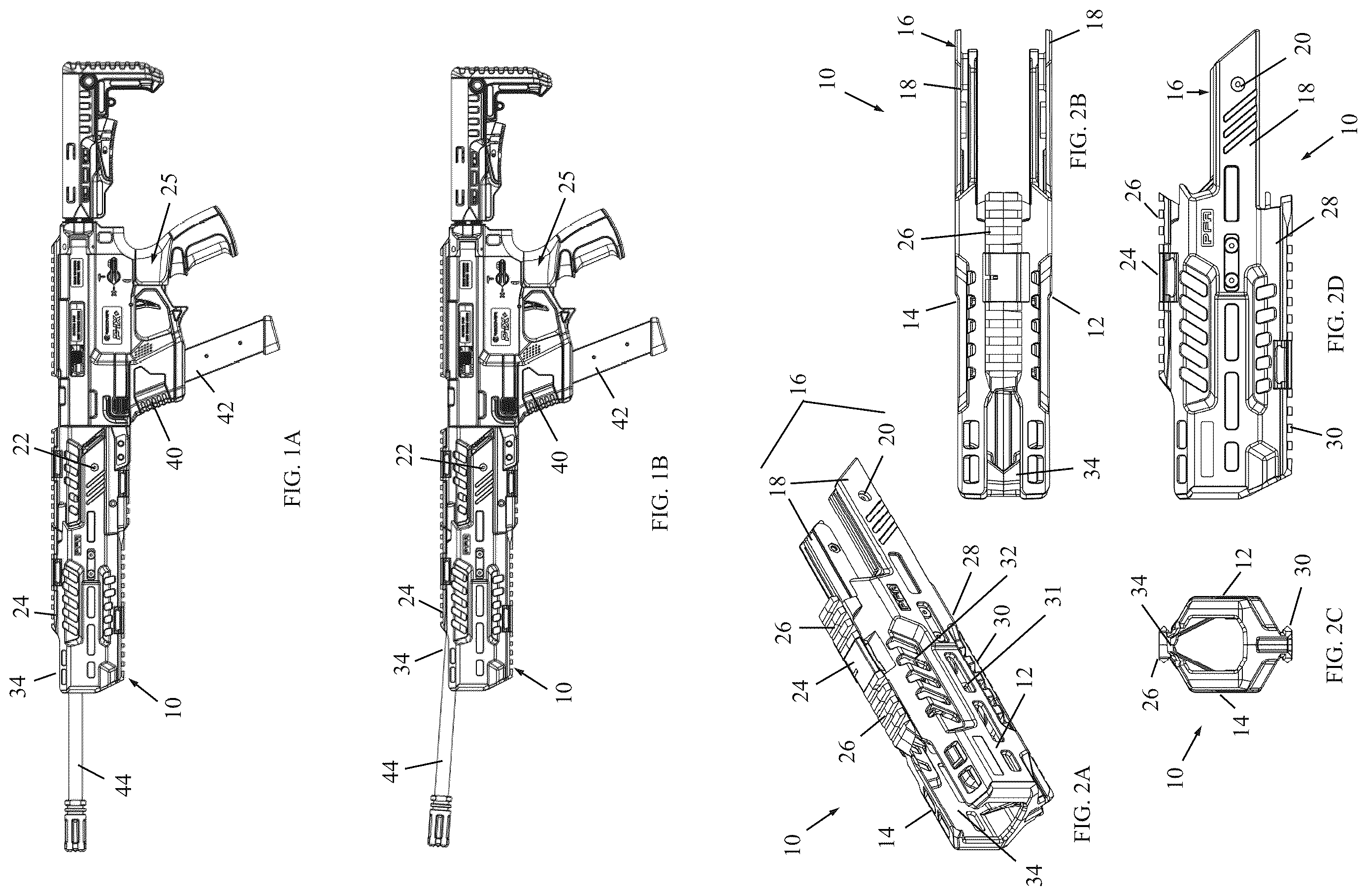 Patent US12613077 Figure 1 – Barrel shroud for tilting barrel