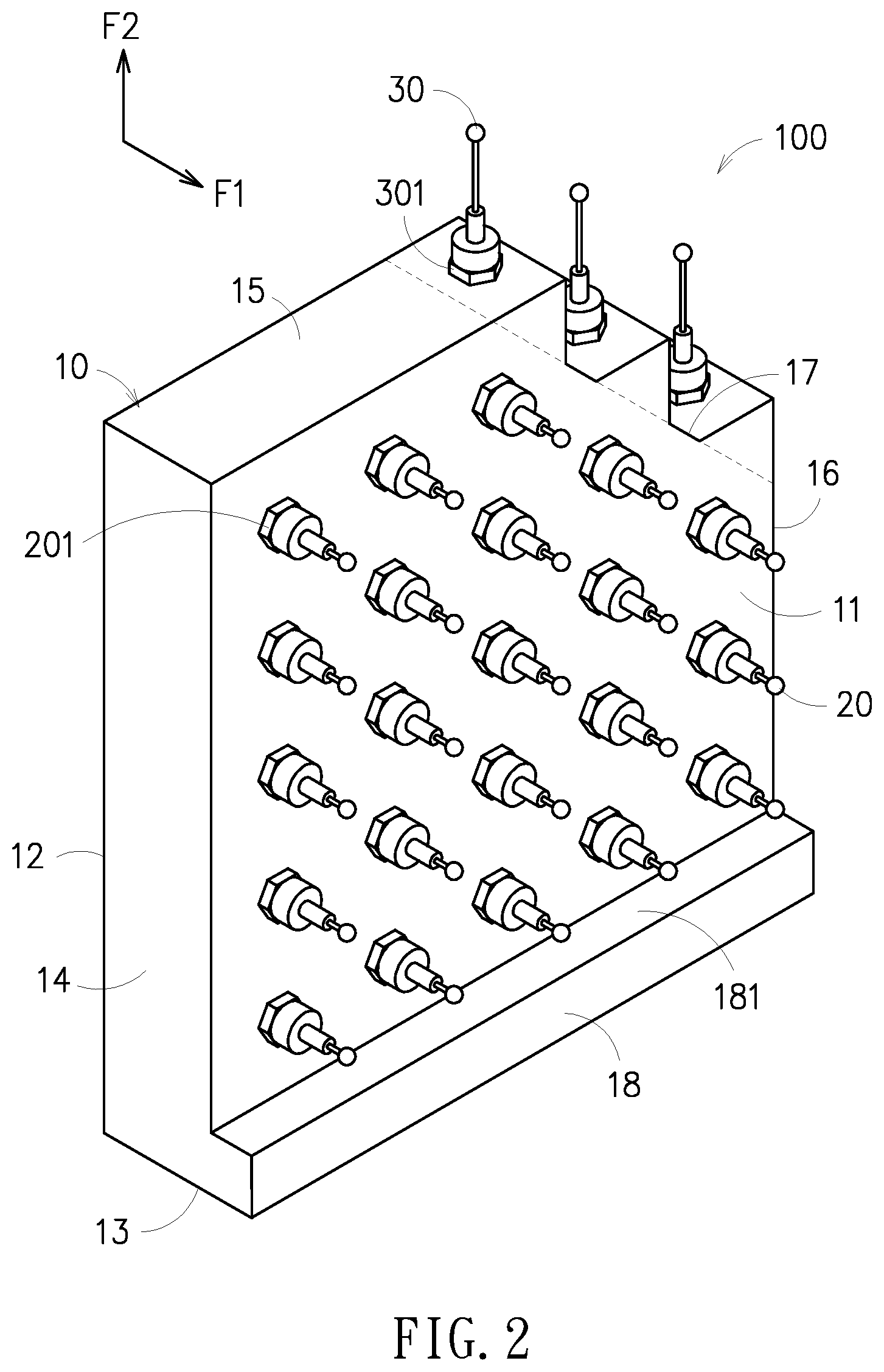 Patent US12613086 Figure 2 – Five-axis space precision measurement fixture