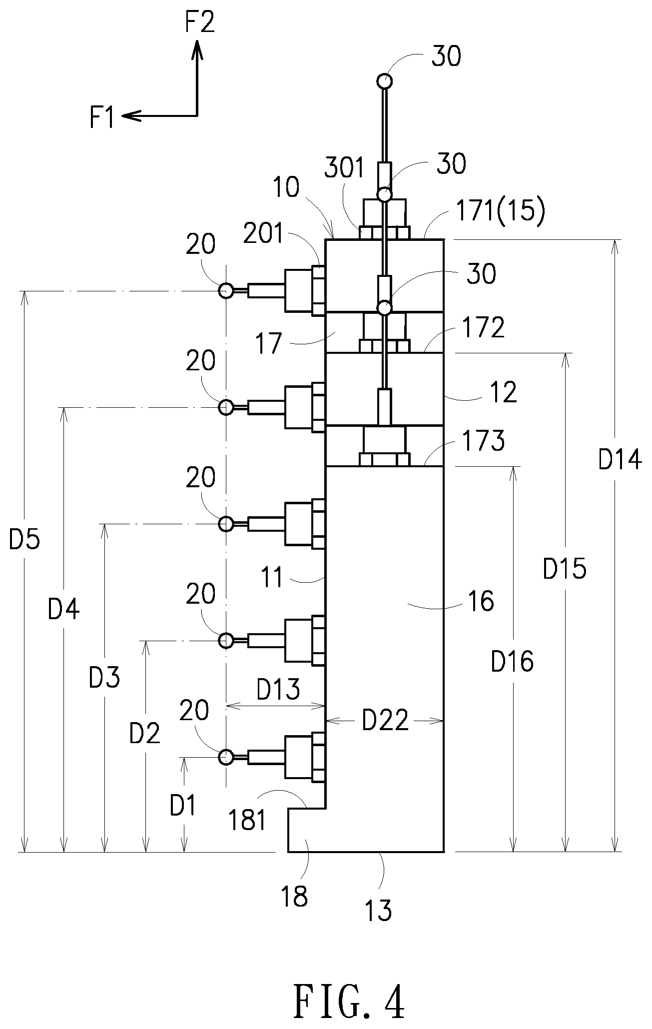 Patent US12613086 Figure 4 – Five-axis space precision measurement fixture