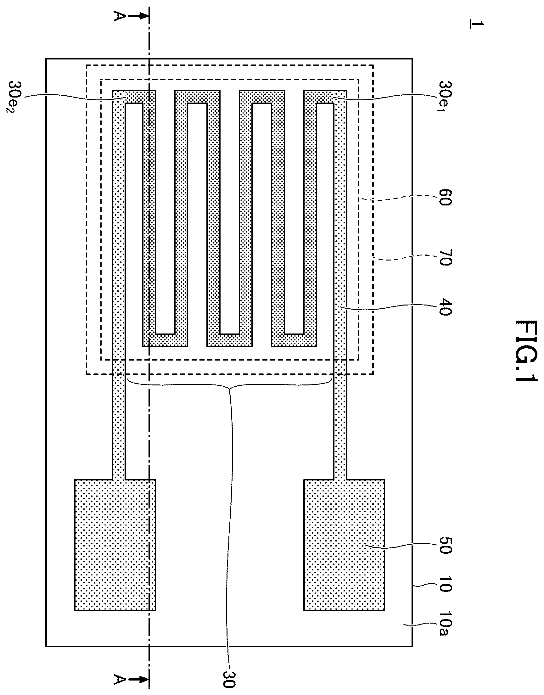 Patent US12613088 Figure 1 – Strain gauge including barrier layer over resistor body