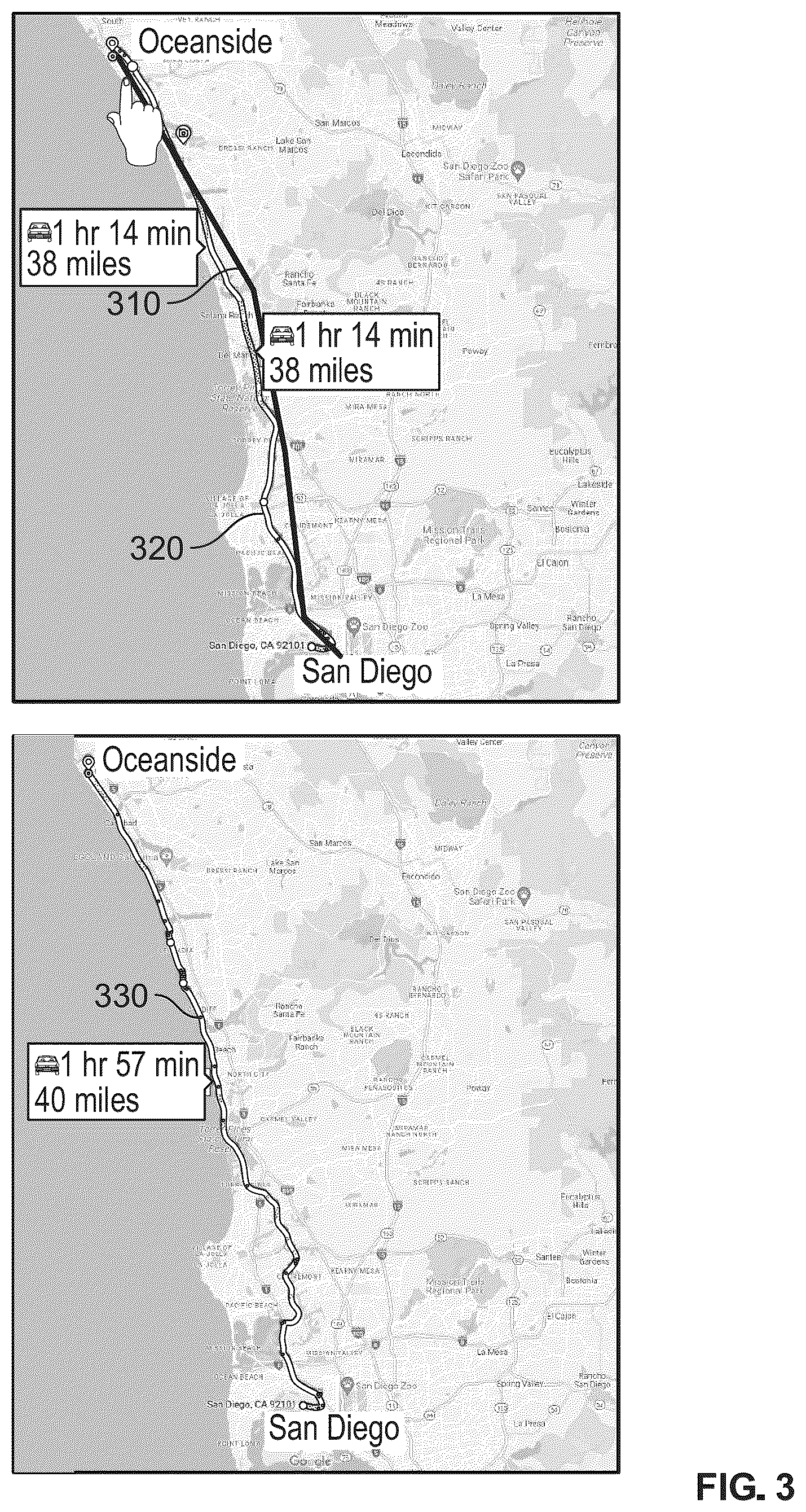 Patent US12613104 Figure 3 – Vehicle navigation methods to maximize operator's intent