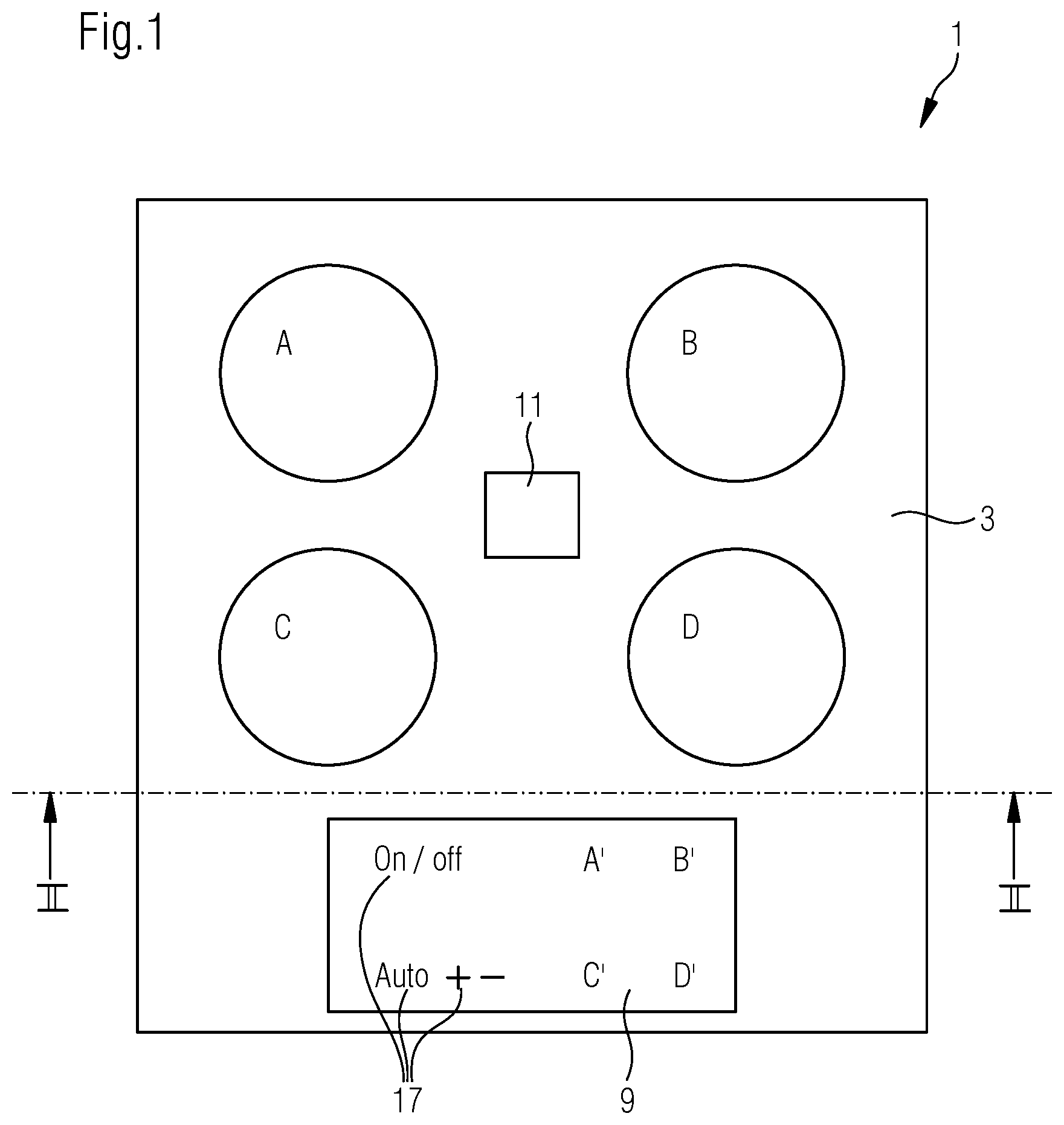Patent US12613125 Figure 1 – Sensor means or module for determining a displacement or deflection or bending, household appliance and method for determining the weight of an item