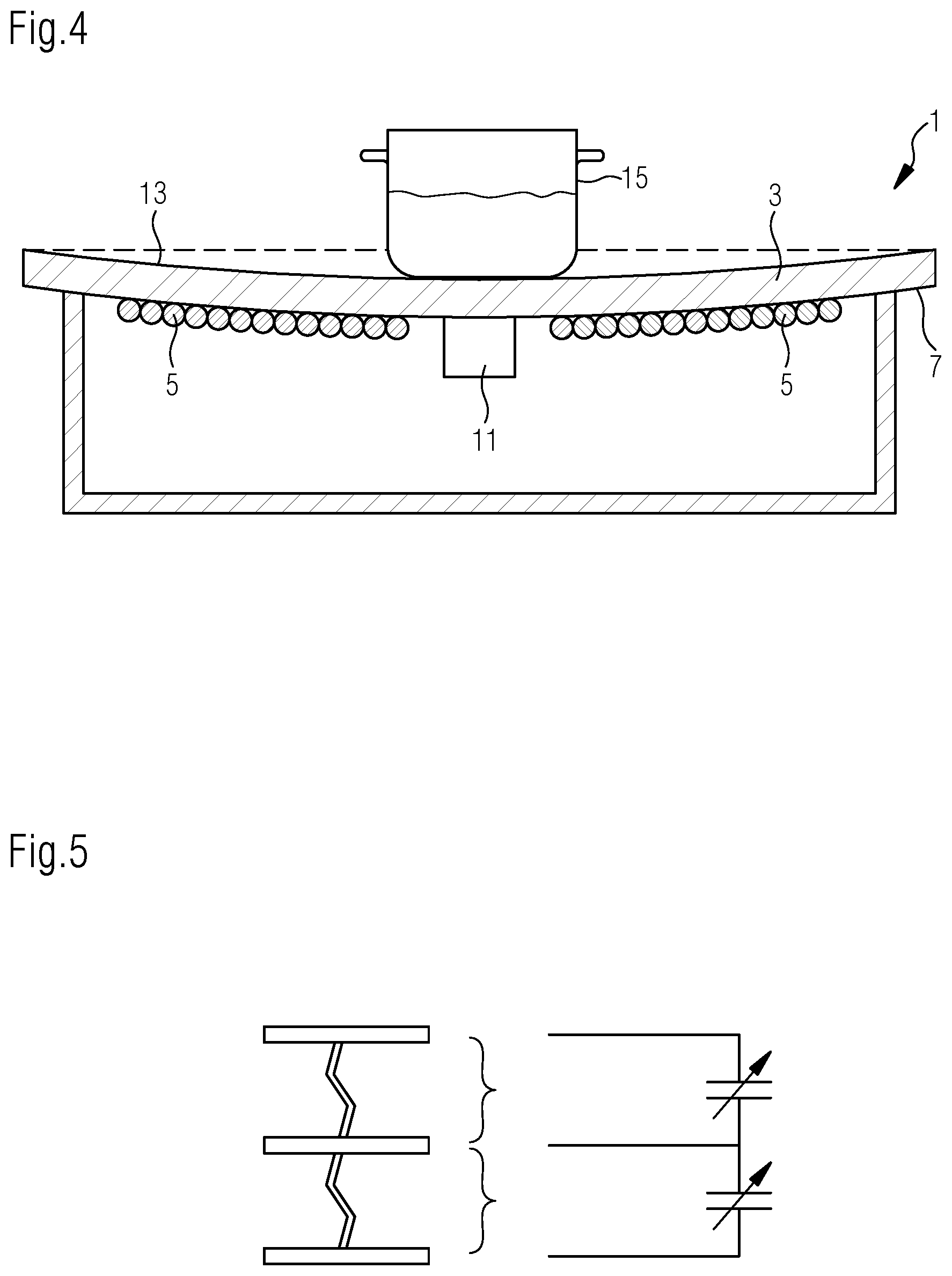 Patent US12613125 Figure 3 – Sensor means or module for determining a displacement or deflection or bending, household appliance and method for determining the weight of an item