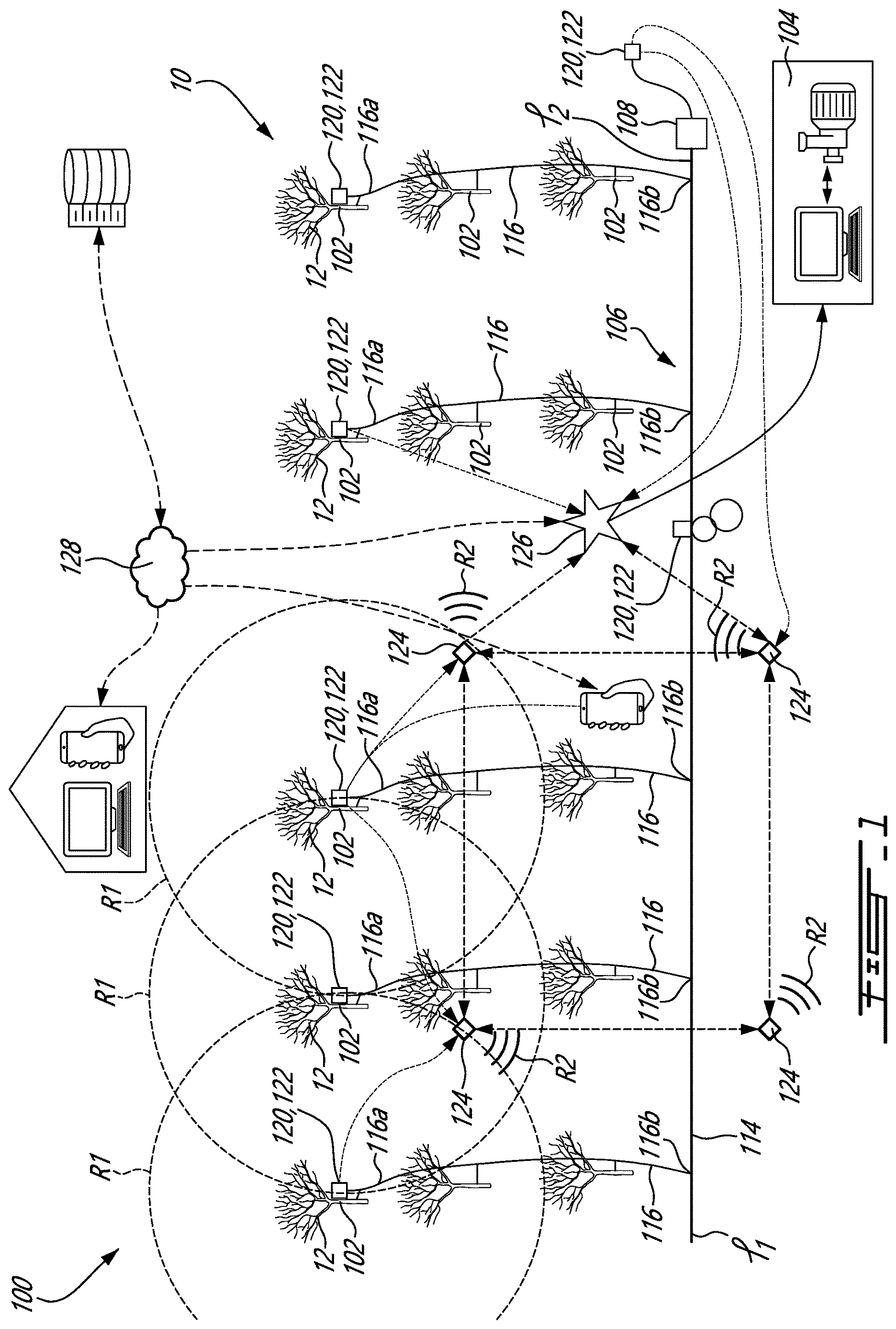 Patent US12613156 Figure 1 – Pressure sensing device for a sap collection system, method of manufacturing same, and method of locating sap collection faults using same