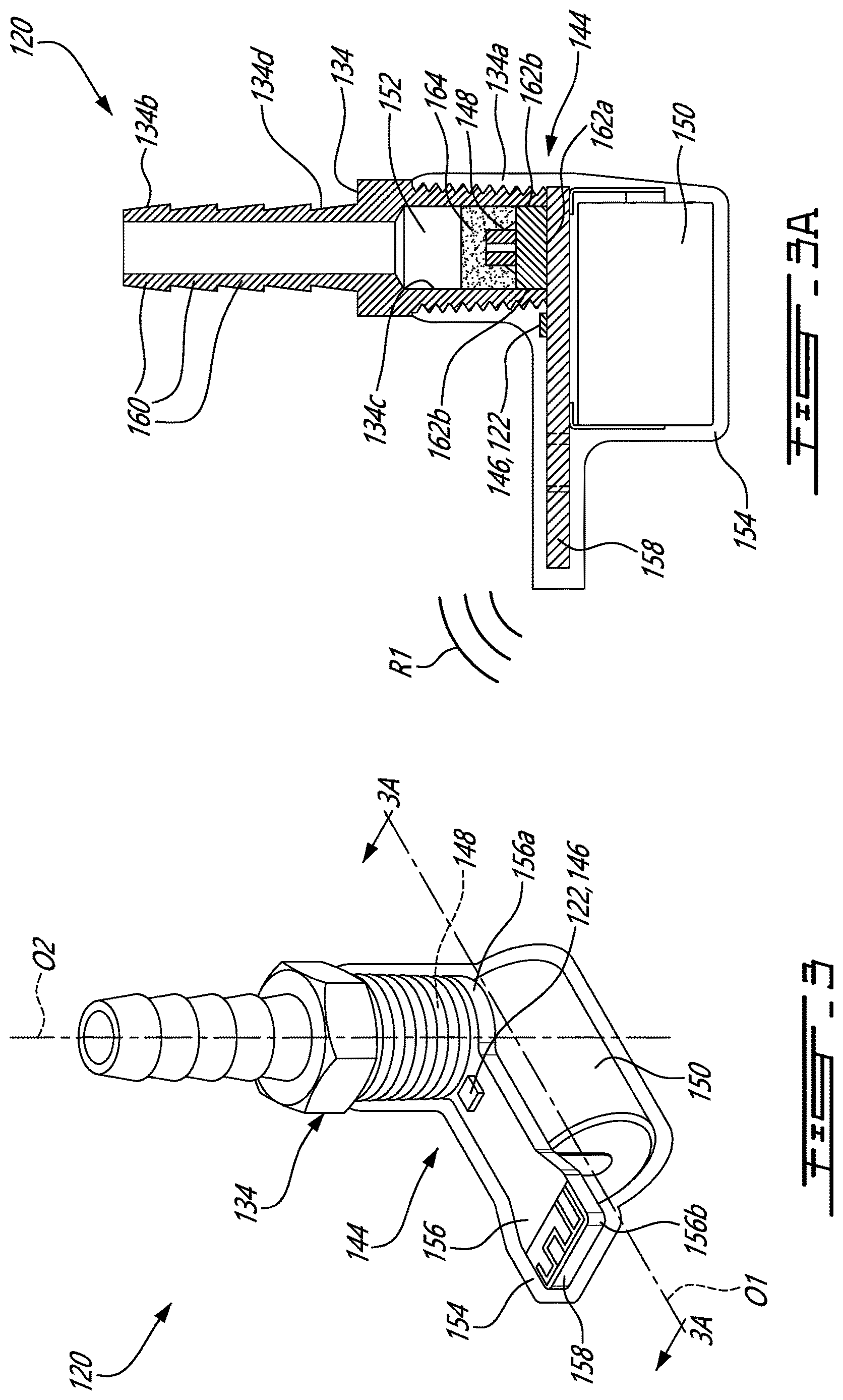 Patent US12613156 Figure 3 – Pressure sensing device for a sap collection system, method of manufacturing same, and method of locating sap collection faults using same