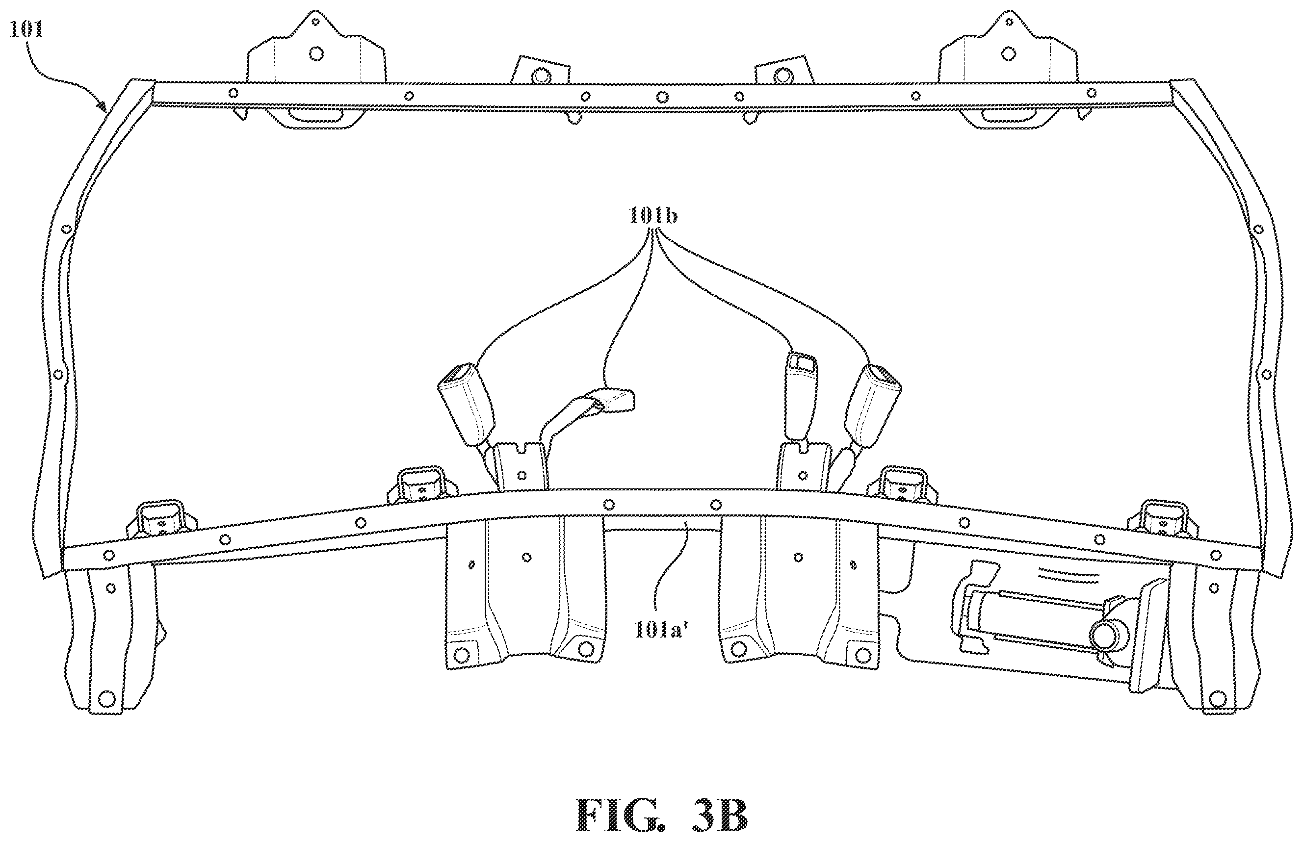 Patent US12613162 Figure 4 – Test fixture with tunable stroke and resistance to vehicle seat movement during testing