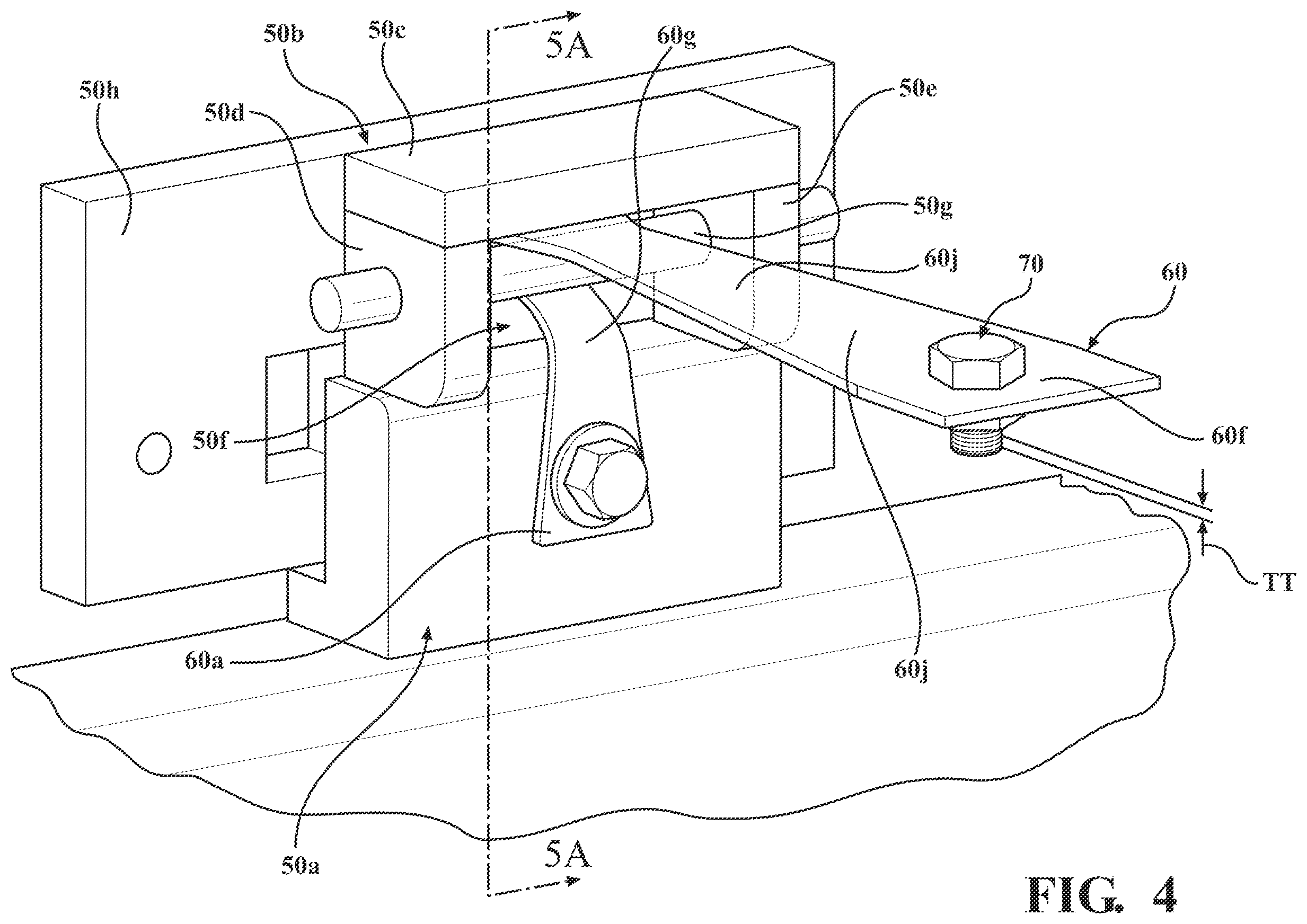 Patent US12613162 Figure 5 – Test fixture with tunable stroke and resistance to vehicle seat movement during testing