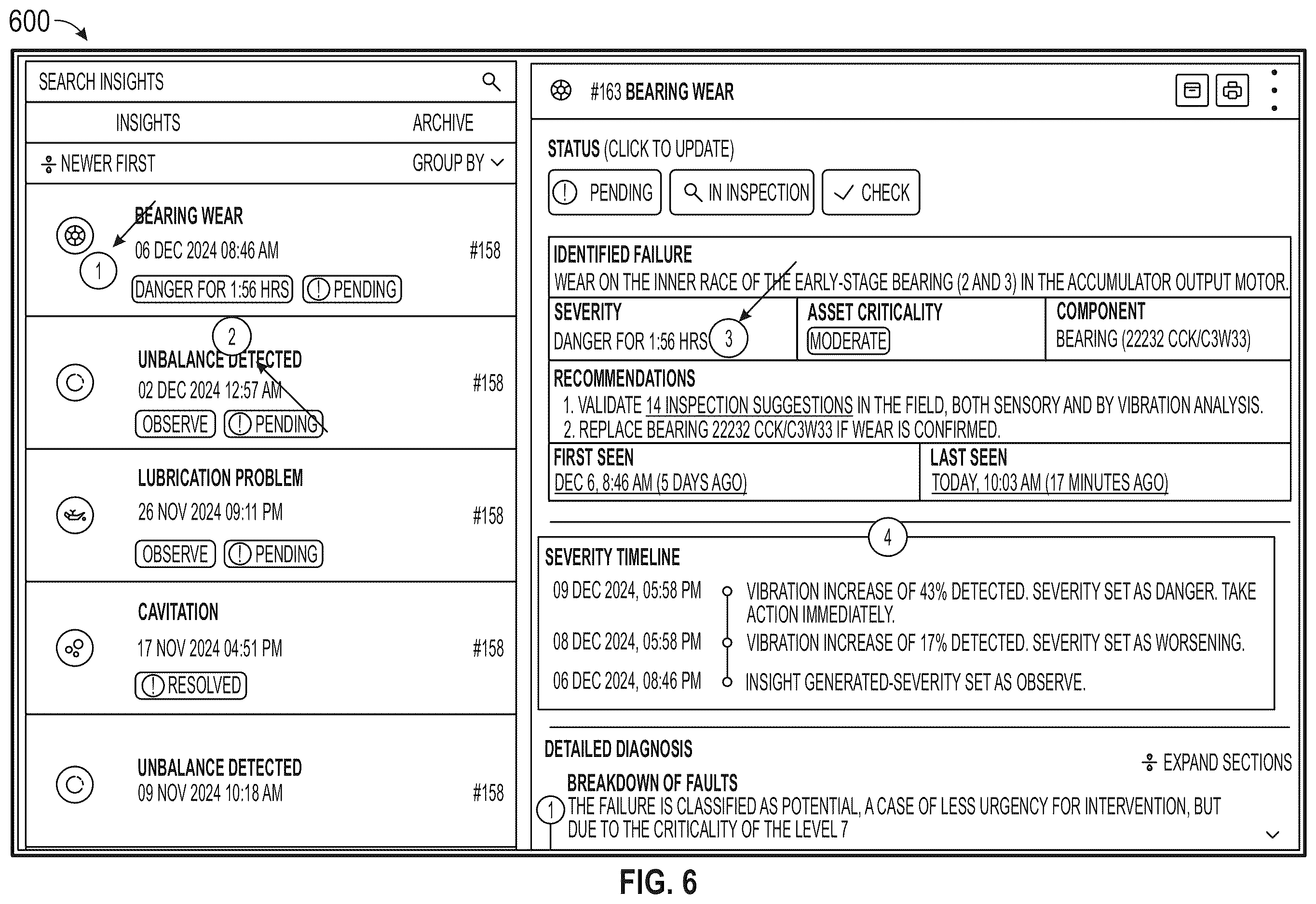 Patent US12613164 Figure 7 – Post-operative longitudinal failure analysis using obtained sensor data of a physical machine