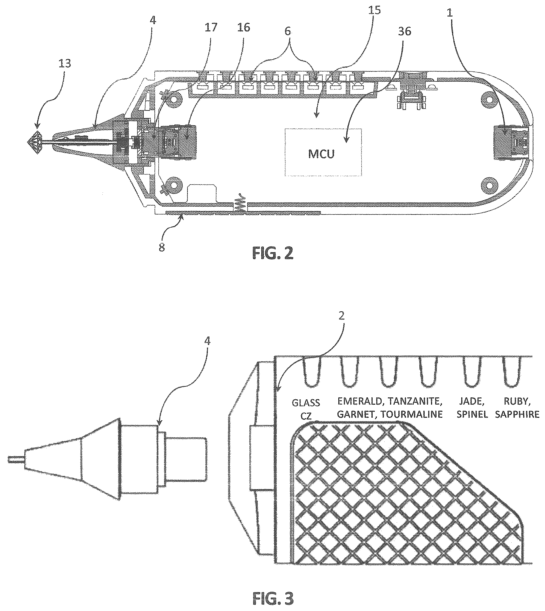 Patent US12613185 Figure 3 – Gemstone multi-tester instrument with removable probe