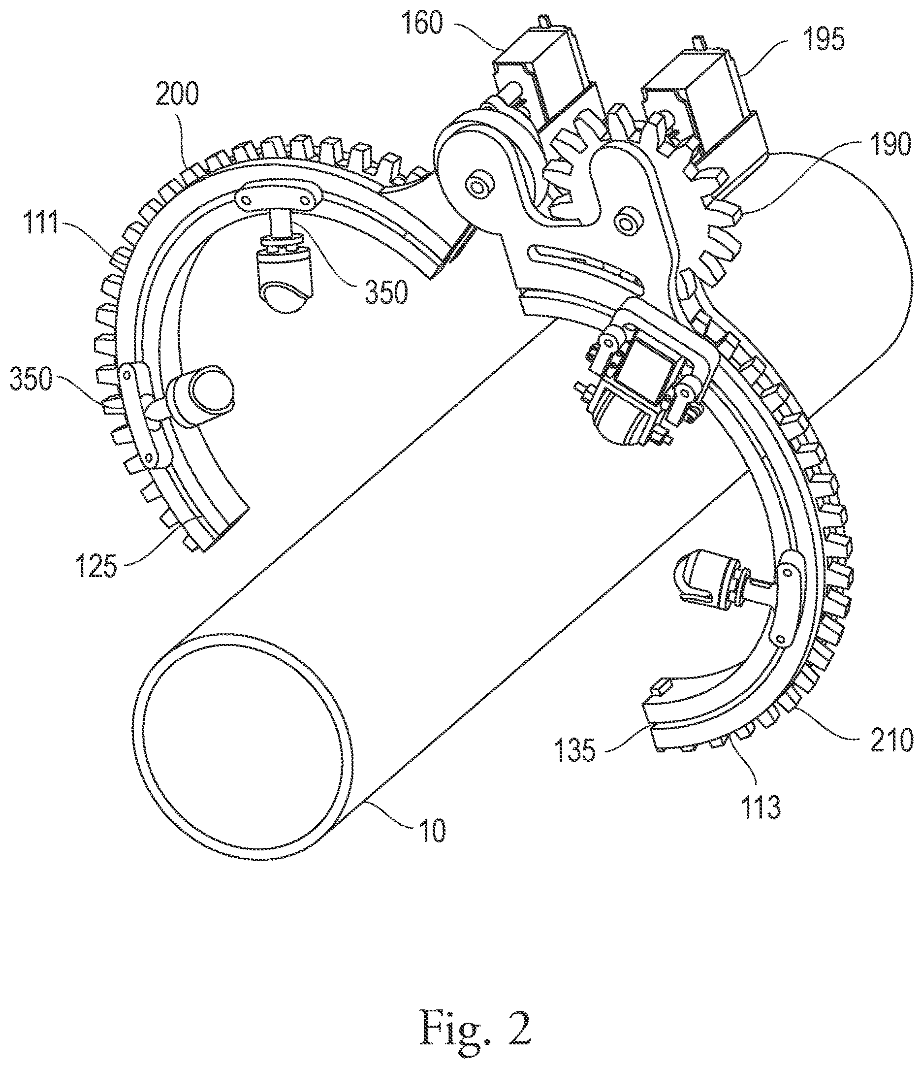 Patent US12613225 Figure 2 – Motorized cuffing mechanism for ultrasound inspection